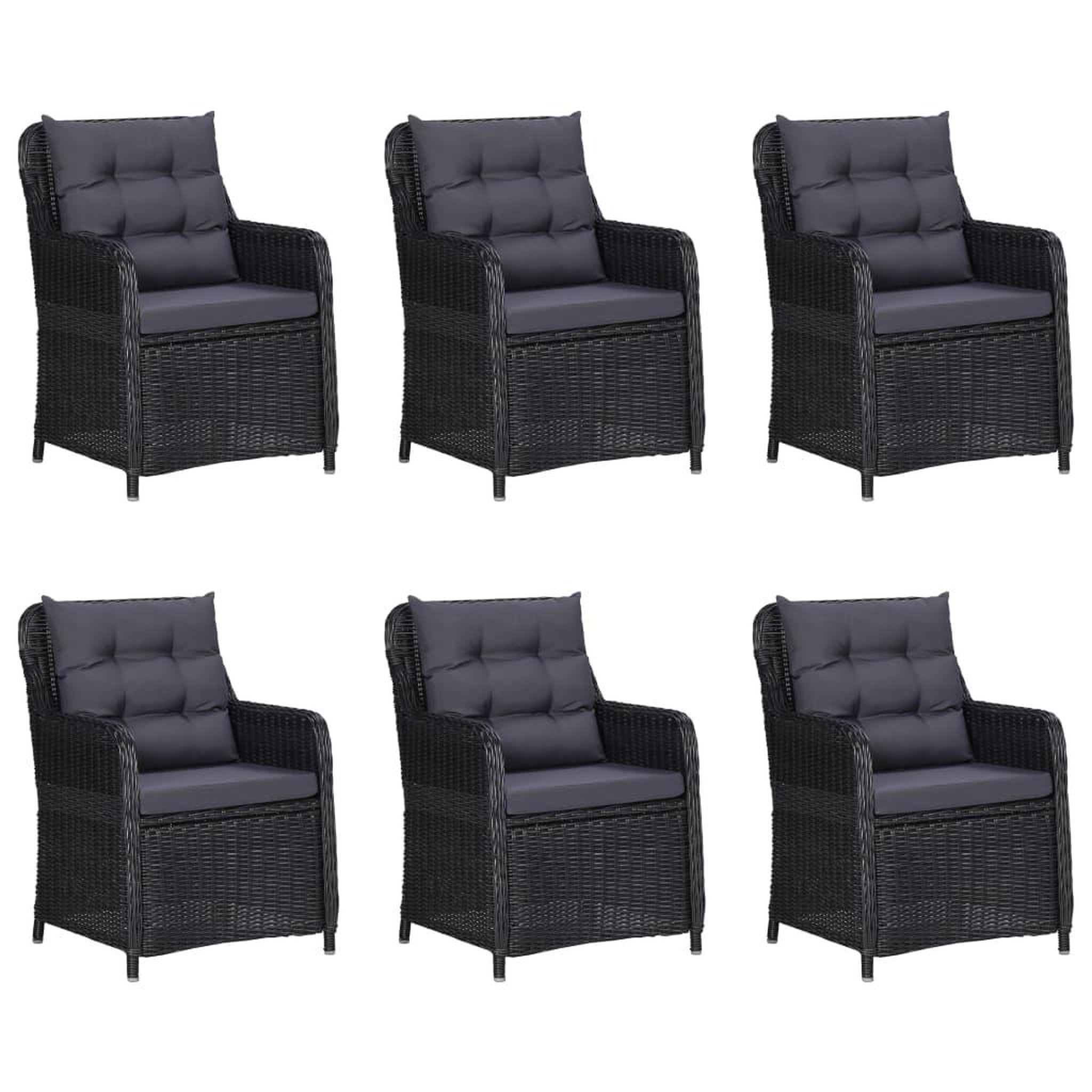 Voir la diapositive 5 : VIDAXL Ensemble a manger de jardin 7 pcs Noir