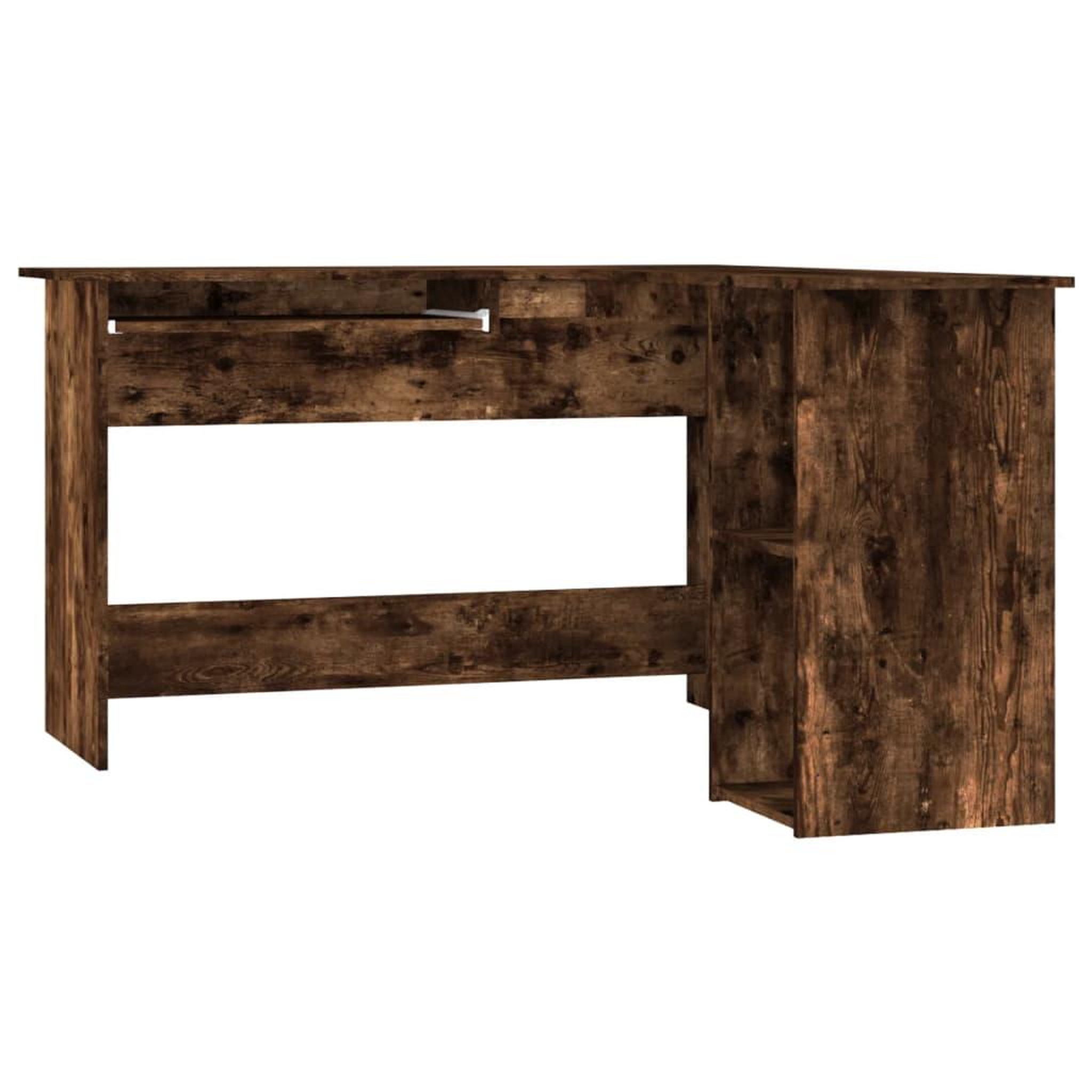 Voir la diapositive 2 : VIDAXL Bureau d'angle chene fume 120x140x75 cm bois d'ingenierie