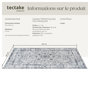 Voir la diapositive 6 : tectake Tapis design vintage à poils courts en laine synthétique et feutre gris 60 x 110 cm