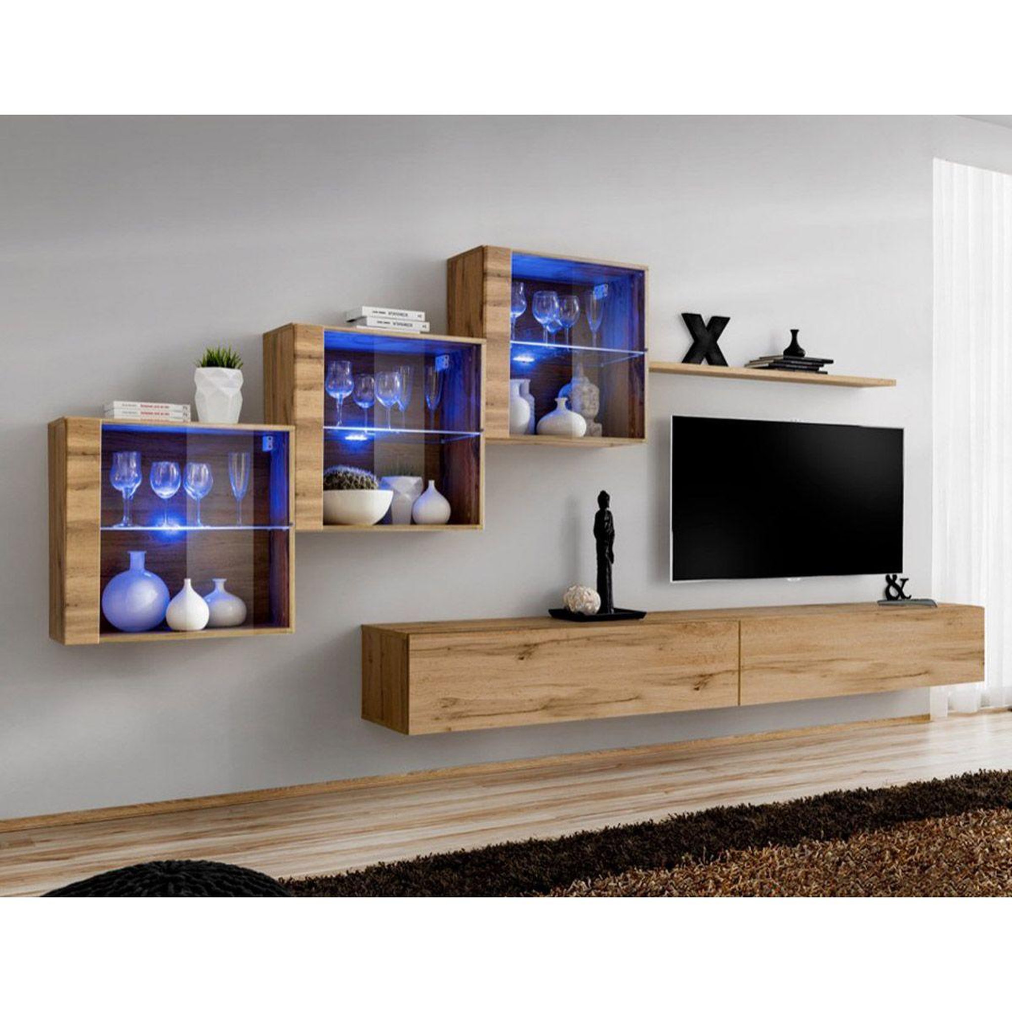 Paris Prix Meuble tv mural design  switch xx  330cm naturel