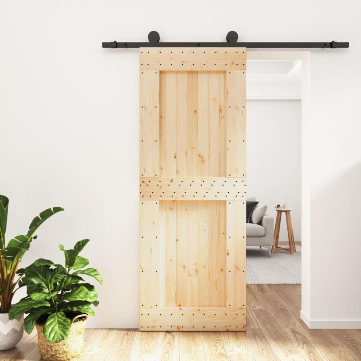VIDAXL Porte coulissante et kit de quincaillerie 80x210 cm pin massif