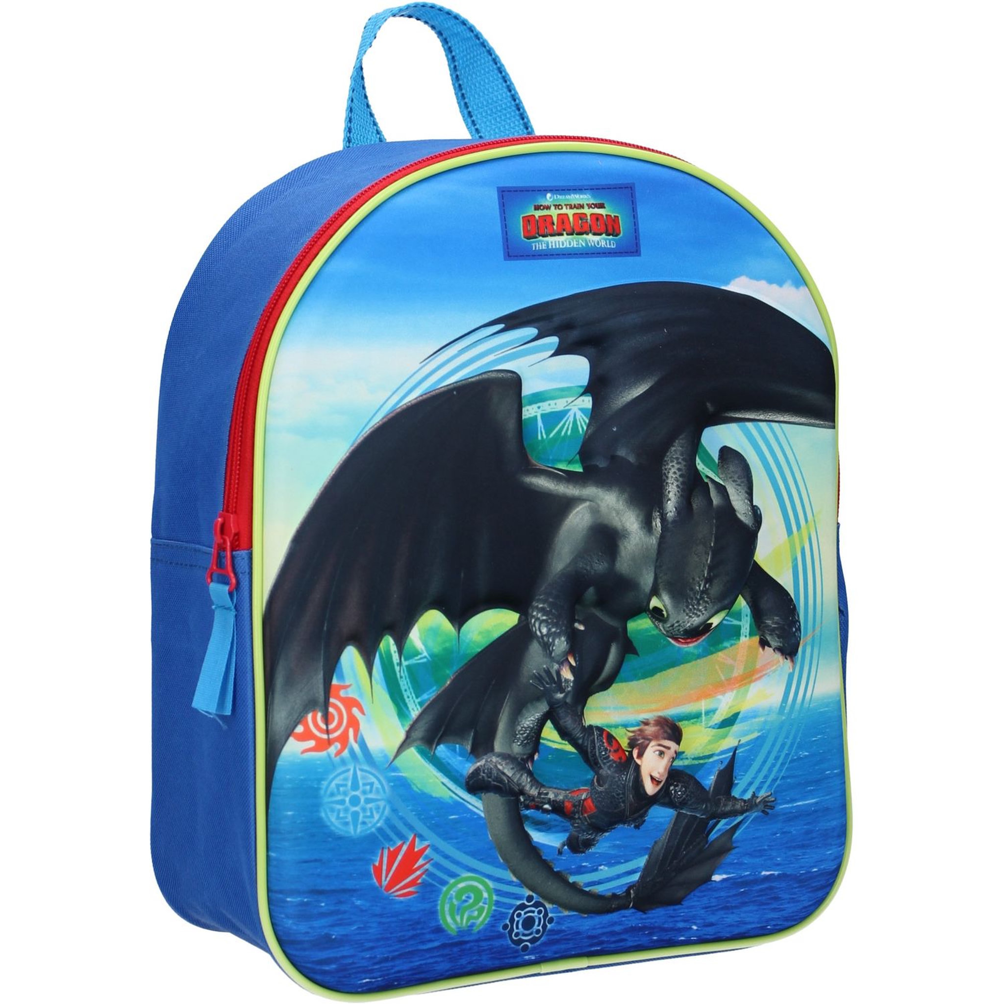 Voir la diapositive 1 : Sac à goûter maternelle Dragon 3 3D bleu