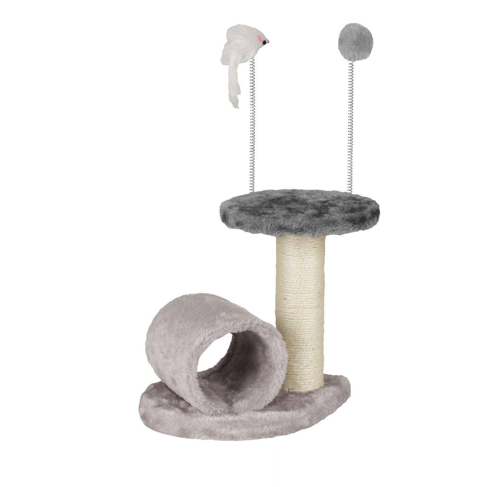 FORNORD Arbre à chat avec jouets sur ressort mia - gris