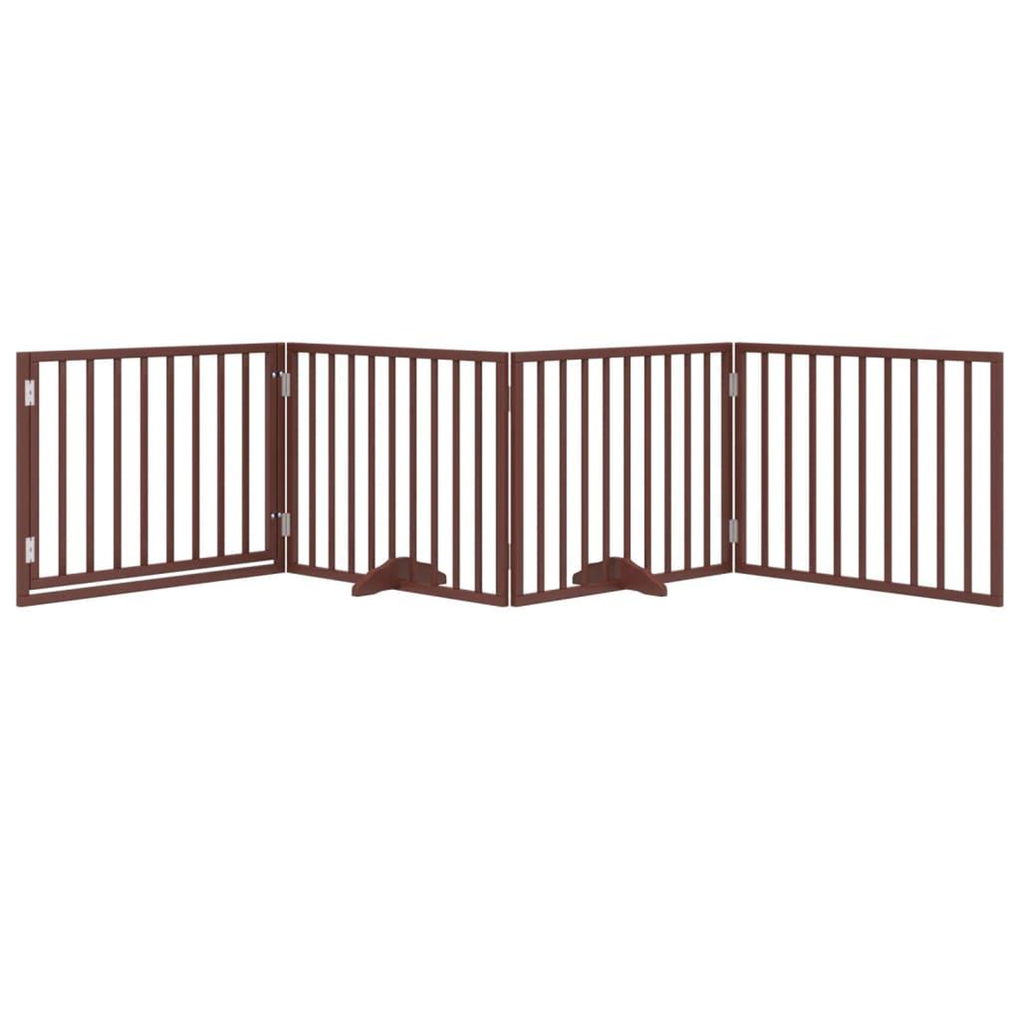 Voir la diapositive 3 : VIDAXL Barriere pour chiens avec porte 4 panneaux bois de peuplier