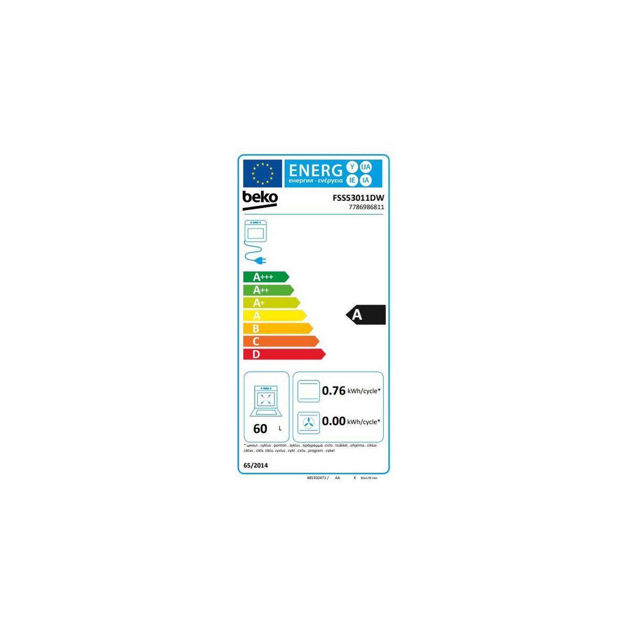Voir la diapositive 6 : Beko Cuisinière gaz fss53011dw