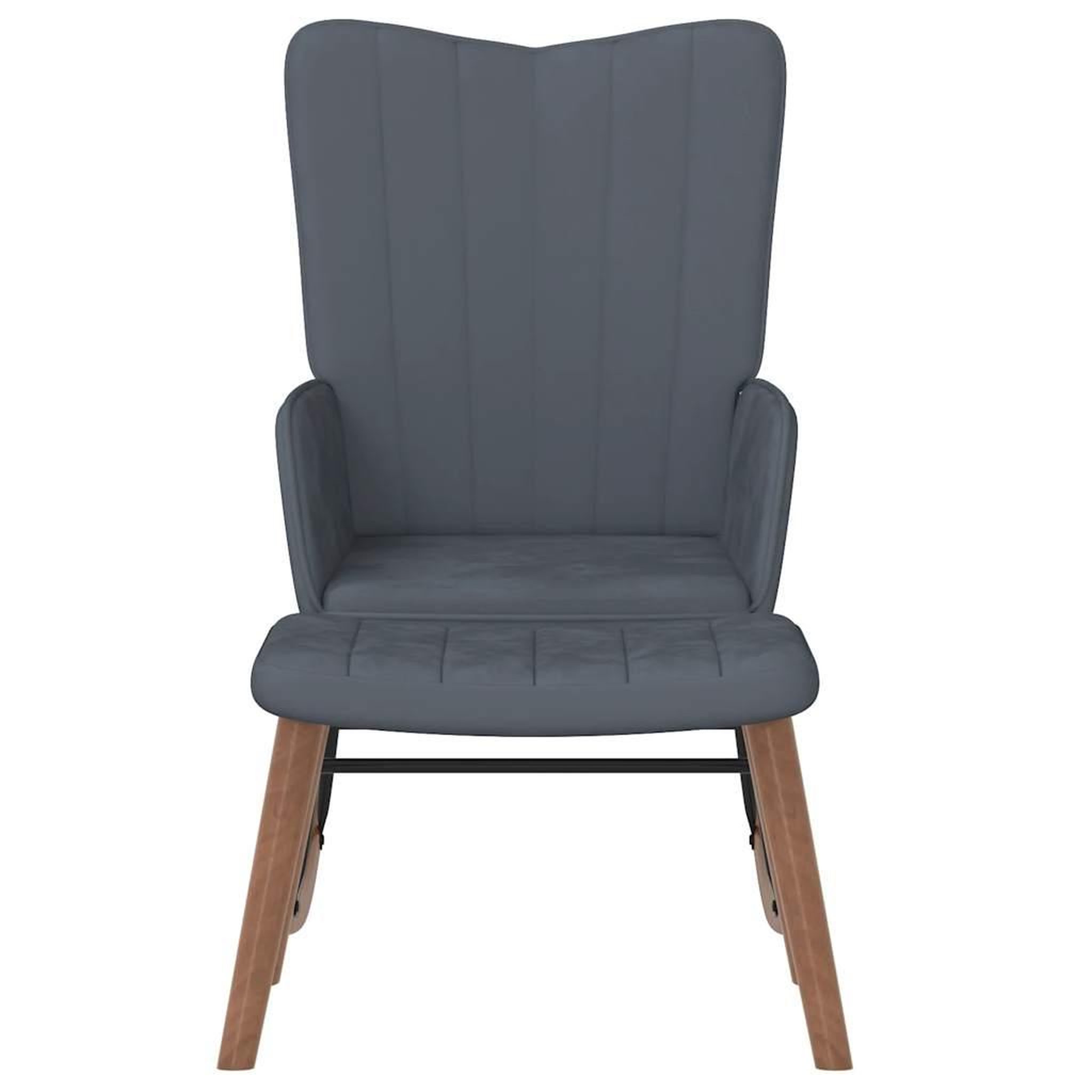 Voir la diapositive 3 : VIDAXL Chaise a bascule avec repose-pied Gris fonce Velours