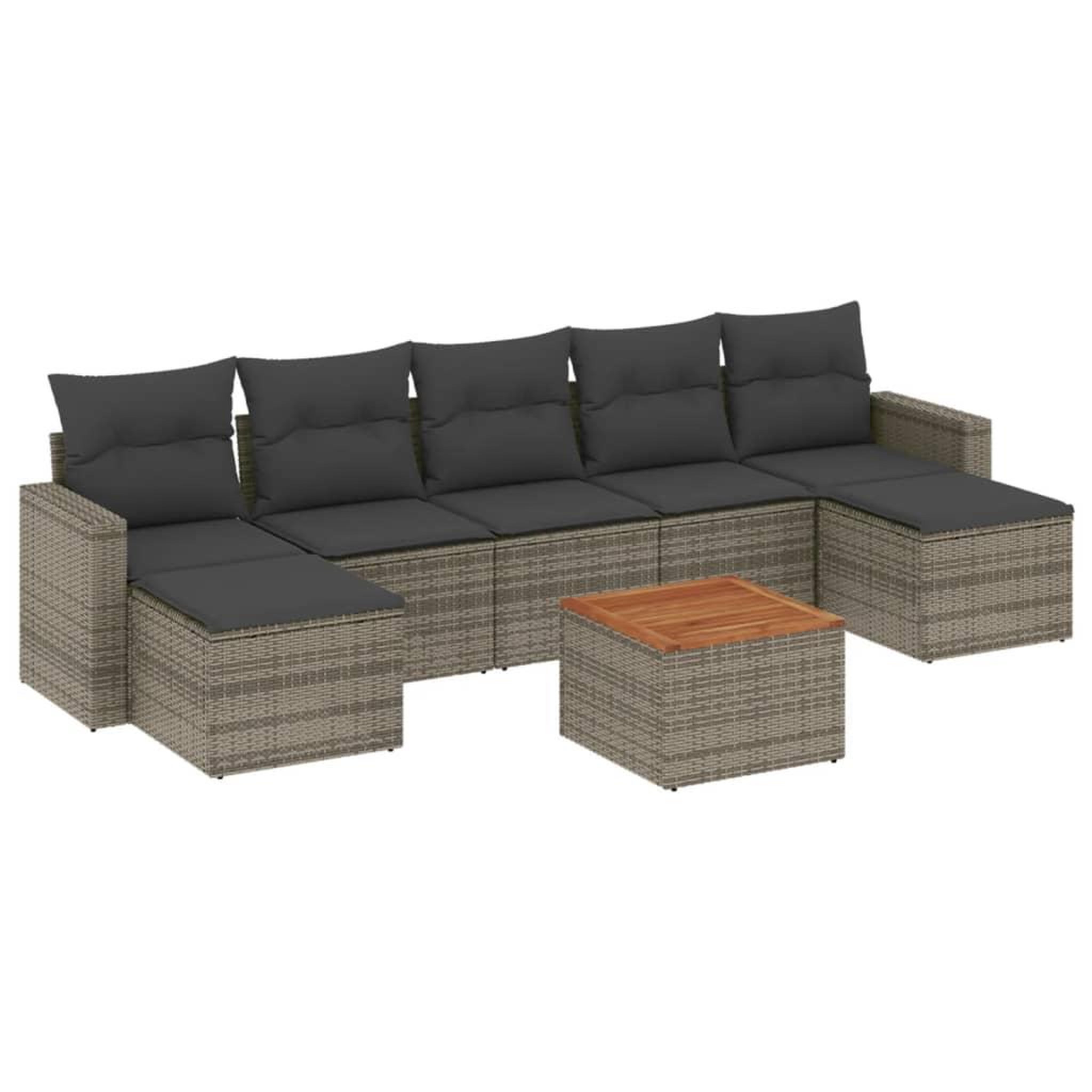 Voir la diapositive 2 : VIDAXL Salon de jardin 8 pcs avec coussins gris resine tressee