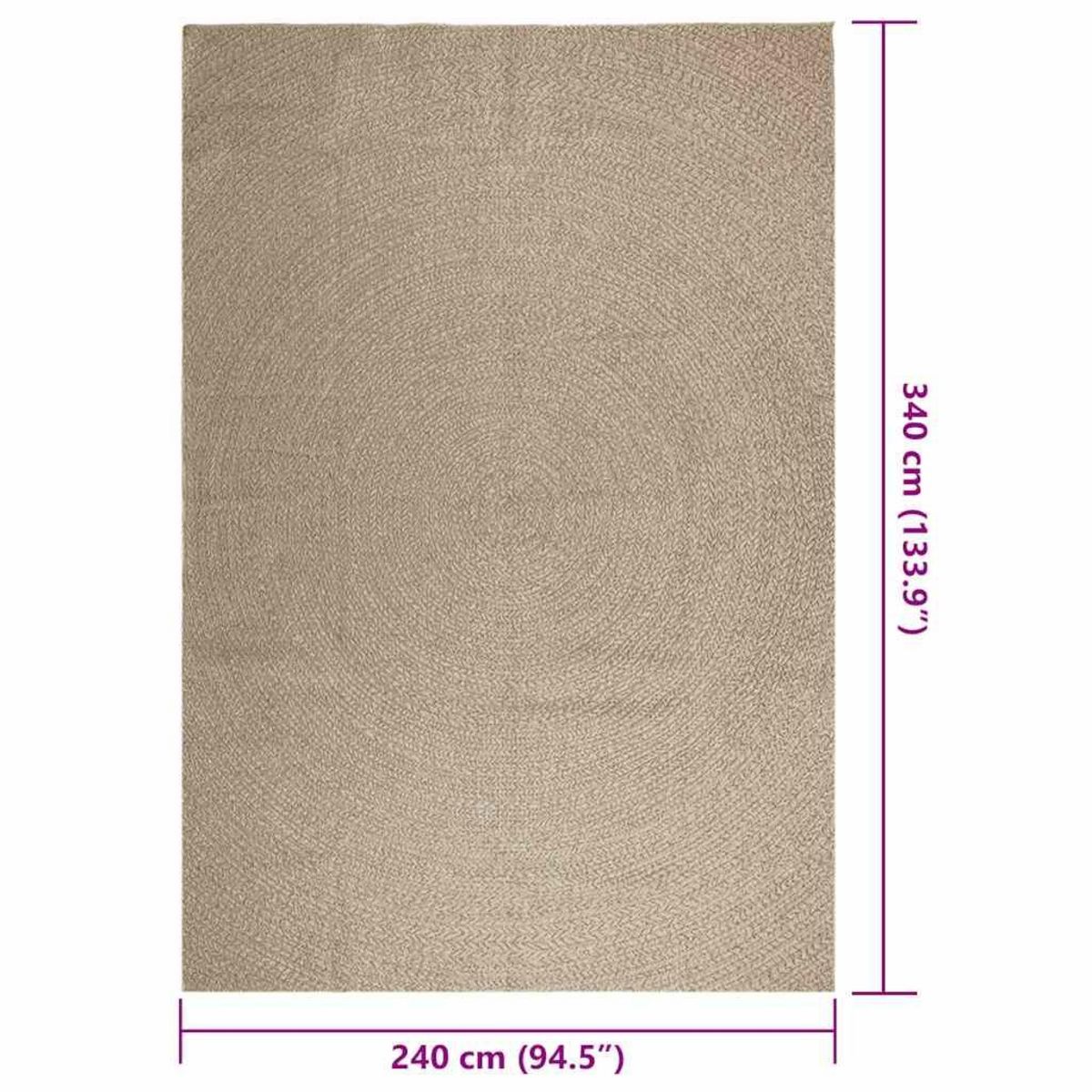 VIDAXL Tapis ZIZUR beige 240x340 cm aspect de jute interieur exterieur