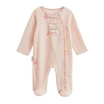 Petit Béguin Pyjama bébé en velours ouverture zippée Louison. Coloris disponibles : Rose