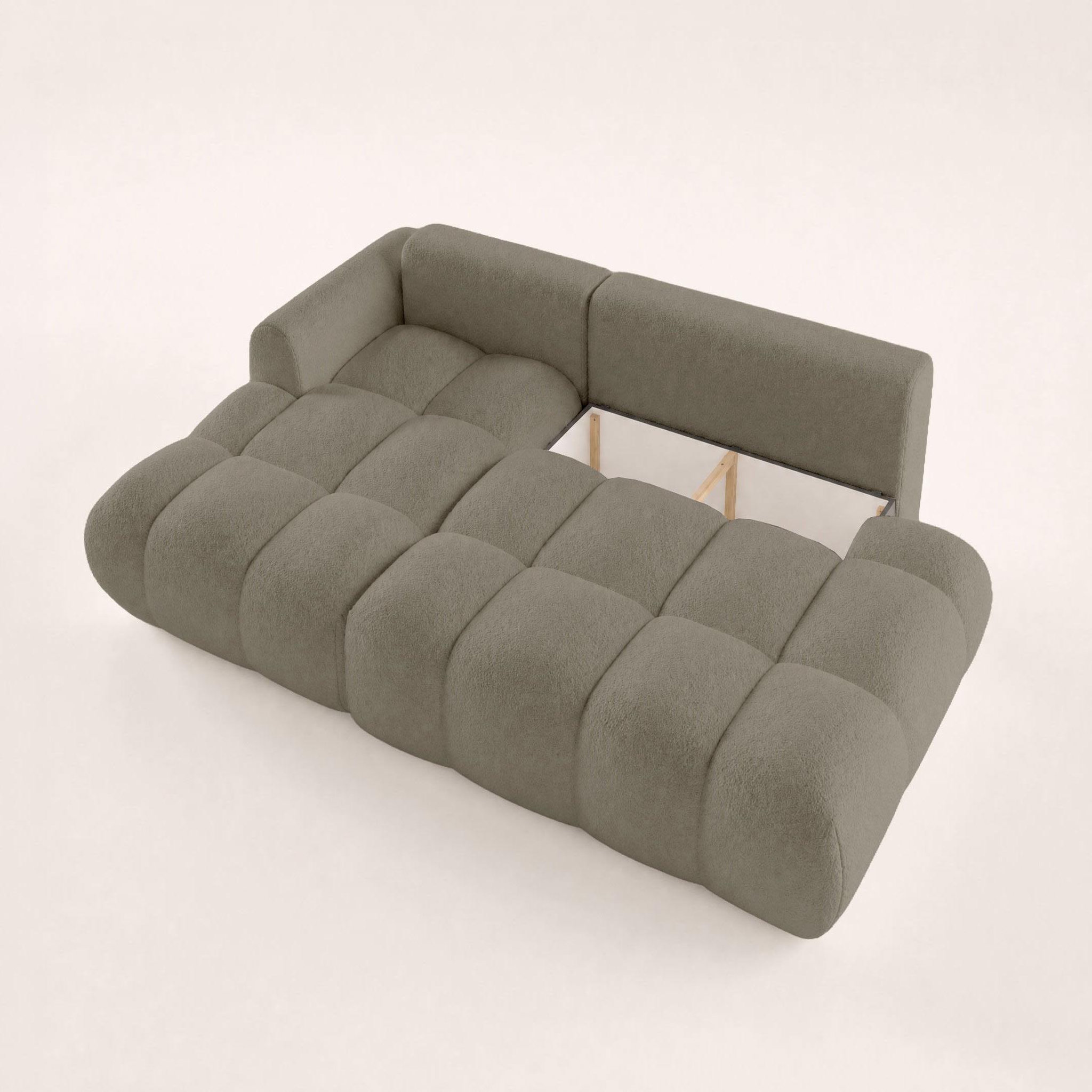 Voir la diapositive 5 : BEST MOBILIER Yulin - canapé d'angle ouvert gauche 4 places convertible avec coffre en tissu bouclette
