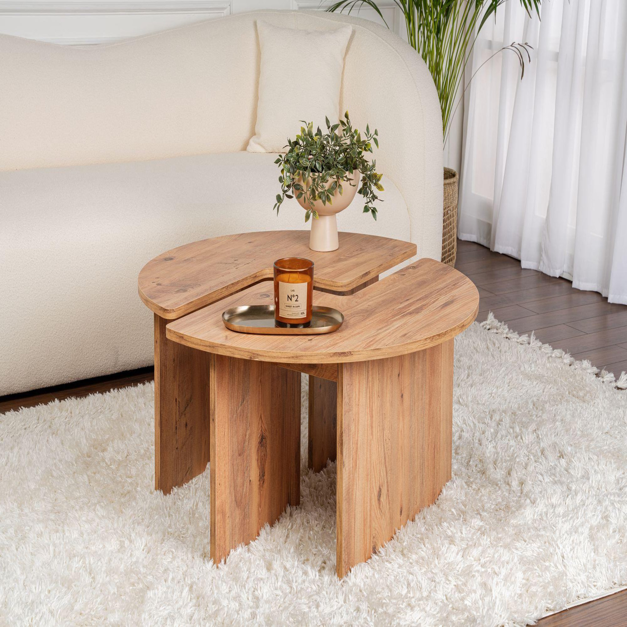 Voir la diapositive 2 : Habitat et Jardin Table basse en bois  moira  90 x 90 x 41 cm - pin atlantique