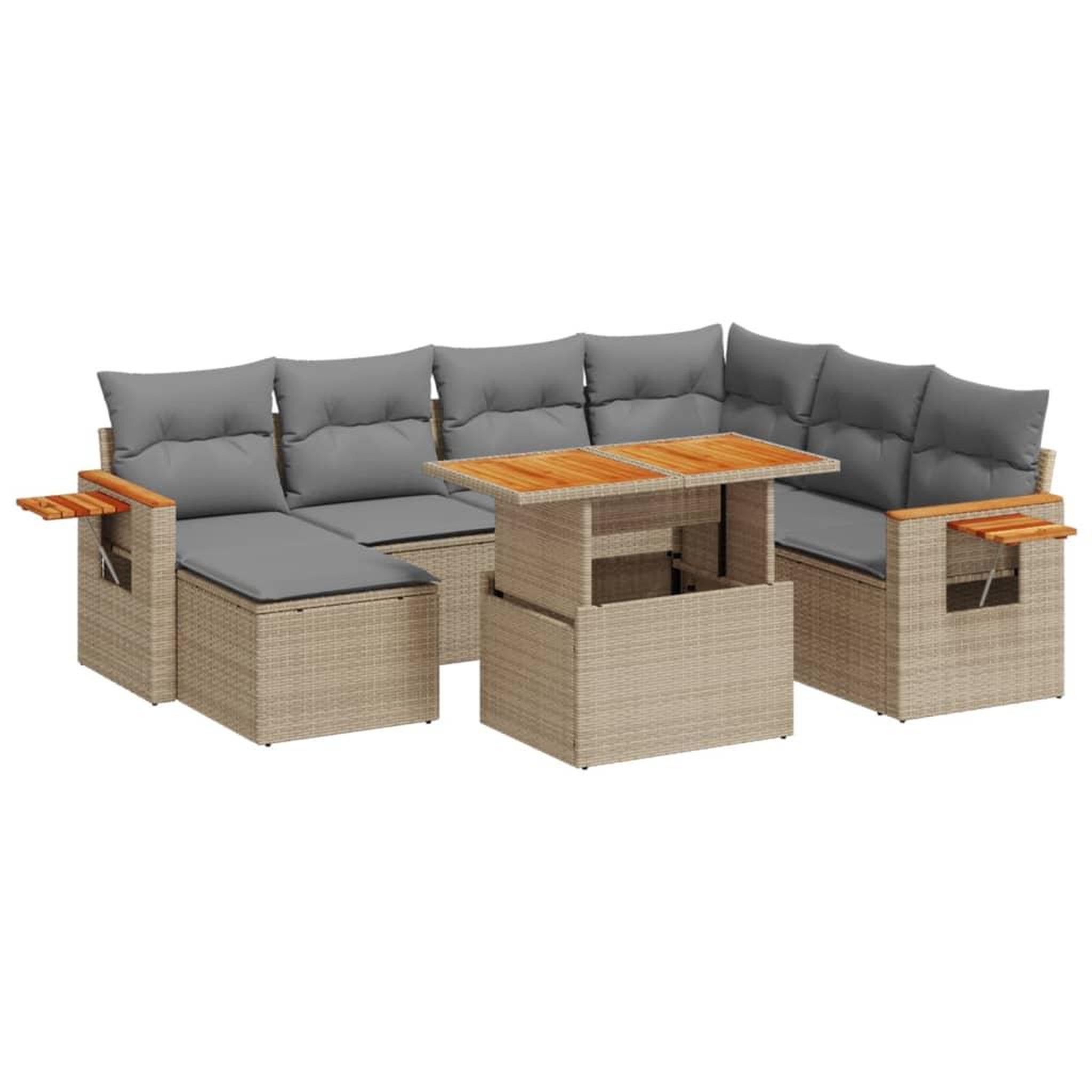 Voir la diapositive 2 : VIDAXL Salon de jardin avec coussins 8 pcs beige resine tressee