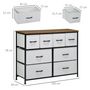 Voir la diapositive 3 : HOMCOM Commode meuble de rangement 8 tiroirs - dim. 100L x 30l x 78H cm - structure acier noir tissu pliant gris