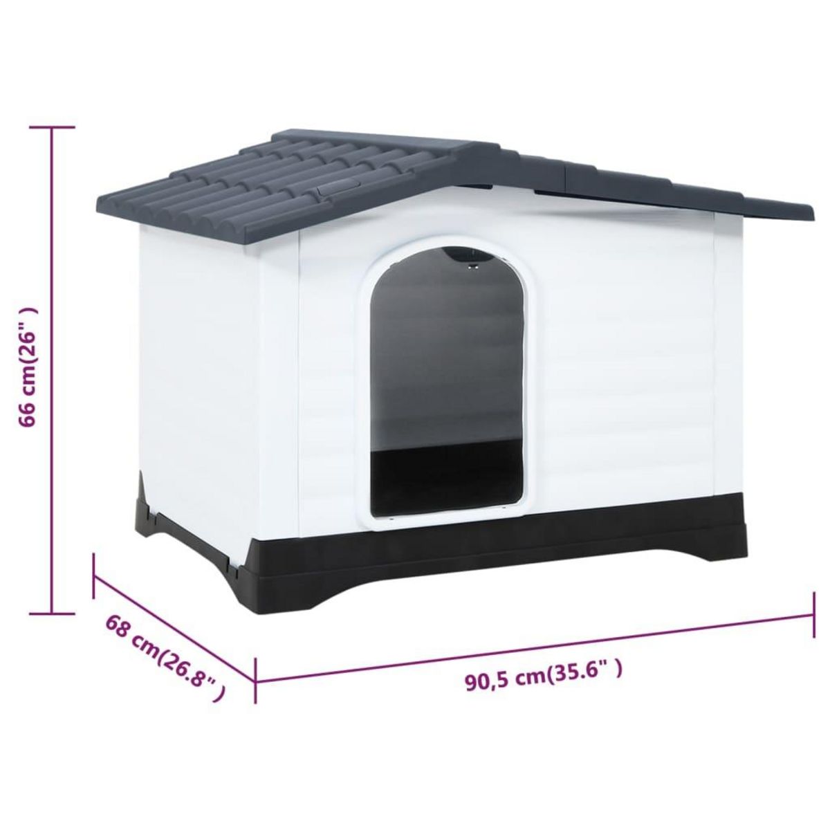 VIDAXL Niche pour chien Gris 90,5x68x66 cm Polypropylene