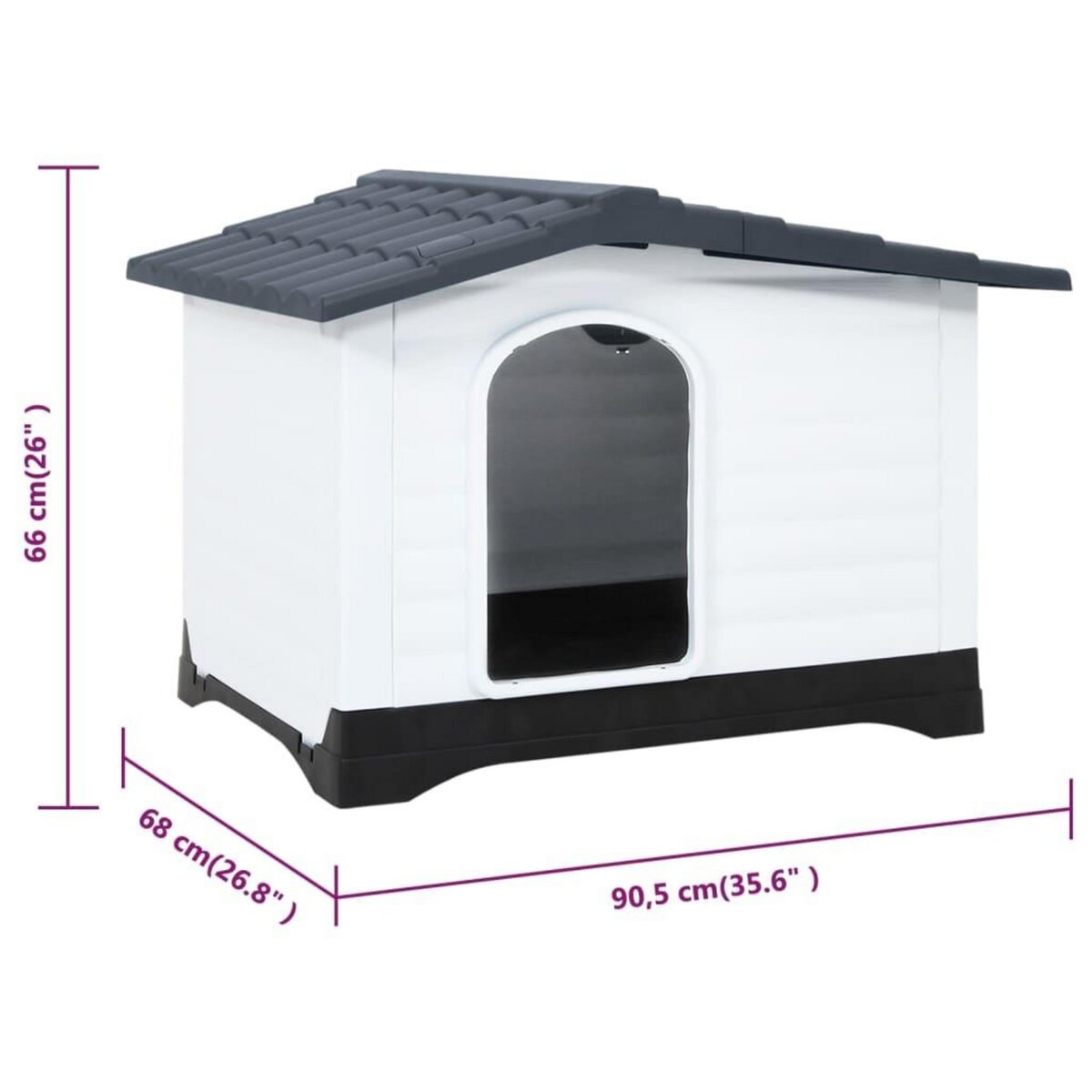 VIDAXL Niche pour chien Gris 90,5x68x66 cm Polypropylene