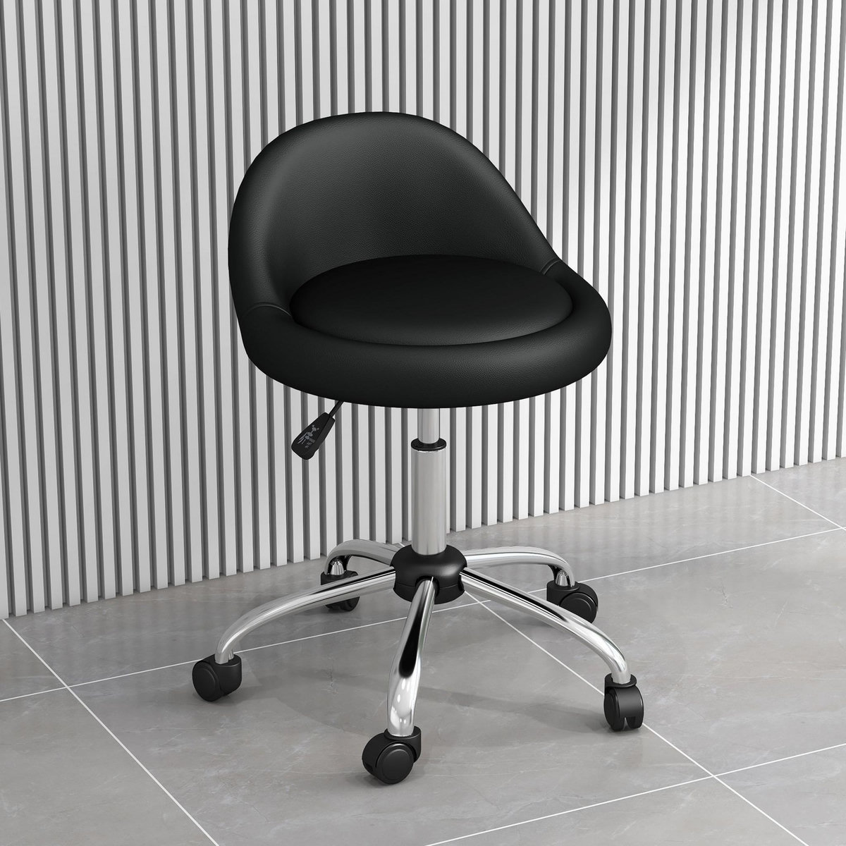 HOMCOM Tabouret à roulettes tabouret de travail pivotant 360° réglable noir