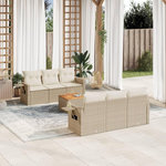VIDAXL Salon de jardin avec coussins 7 pcs beige resine tressee