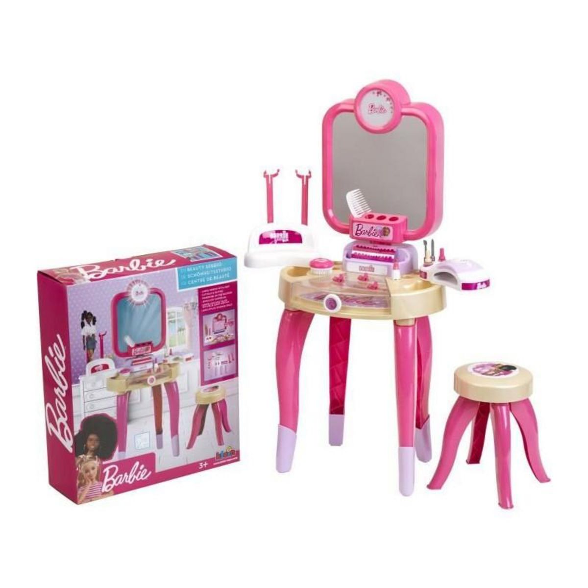 Klein Jouet de beauté - KLEIN - Centre de beauté Barbie Happy Vibes - Complet avec de nombreux accessoires et lumiere.
