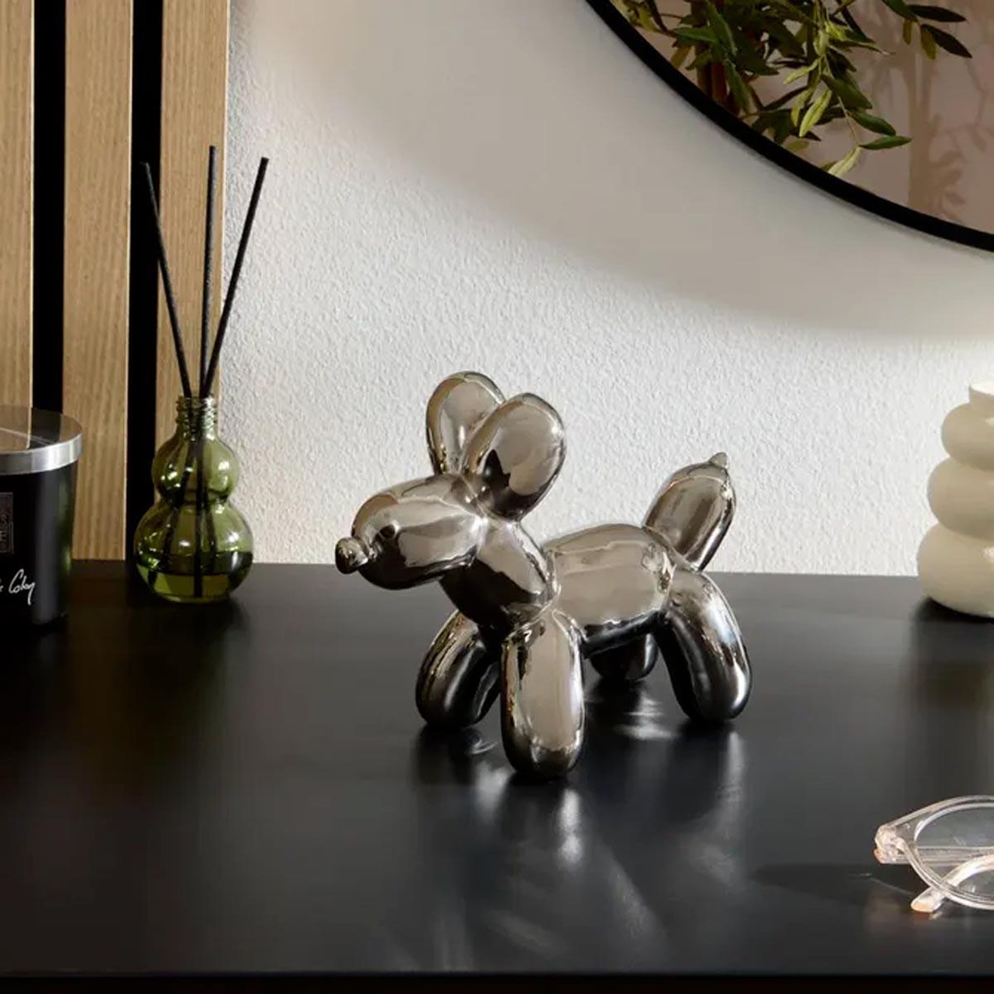 Voir la diapositive 3 : ATMOSPHERA Statuette Déco Chien en Céramique  Théo  19cm Argent