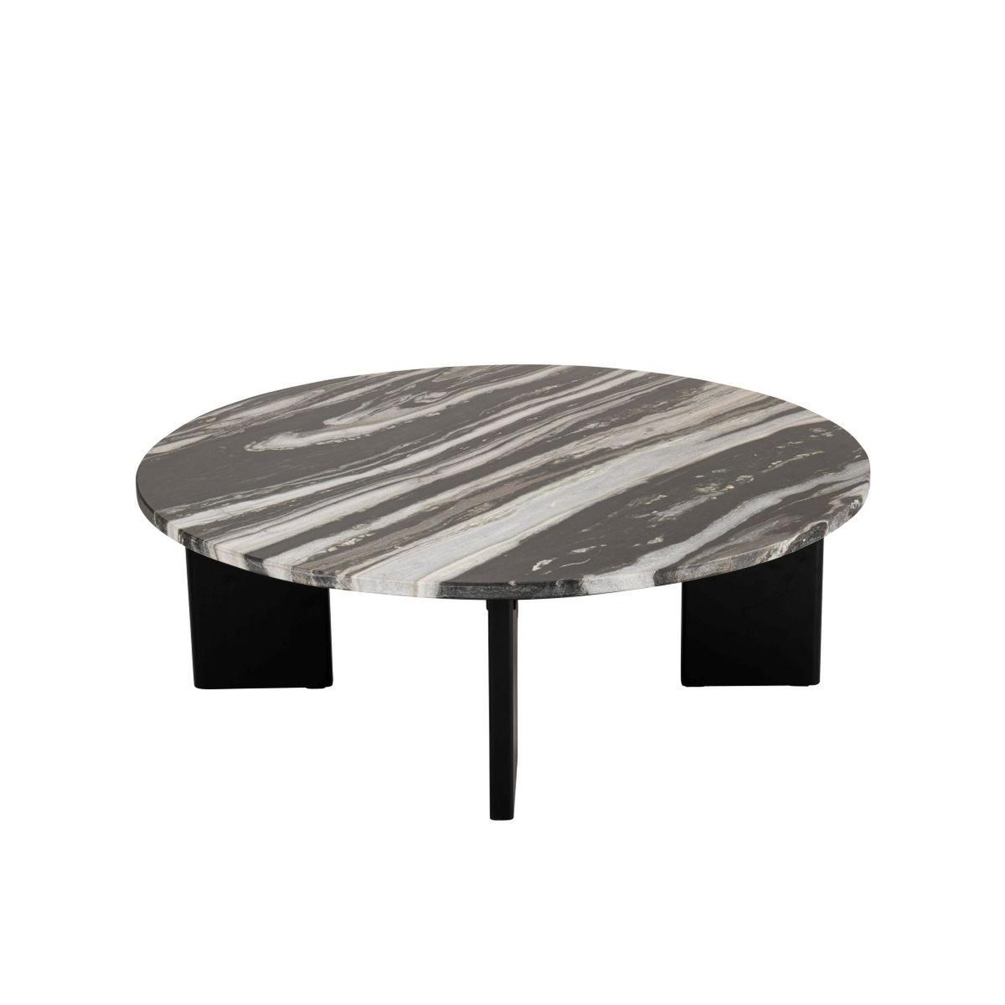 Voir la diapositive 2 : J-LINE Table basse en marbre  mathilde  90cm noir & gris