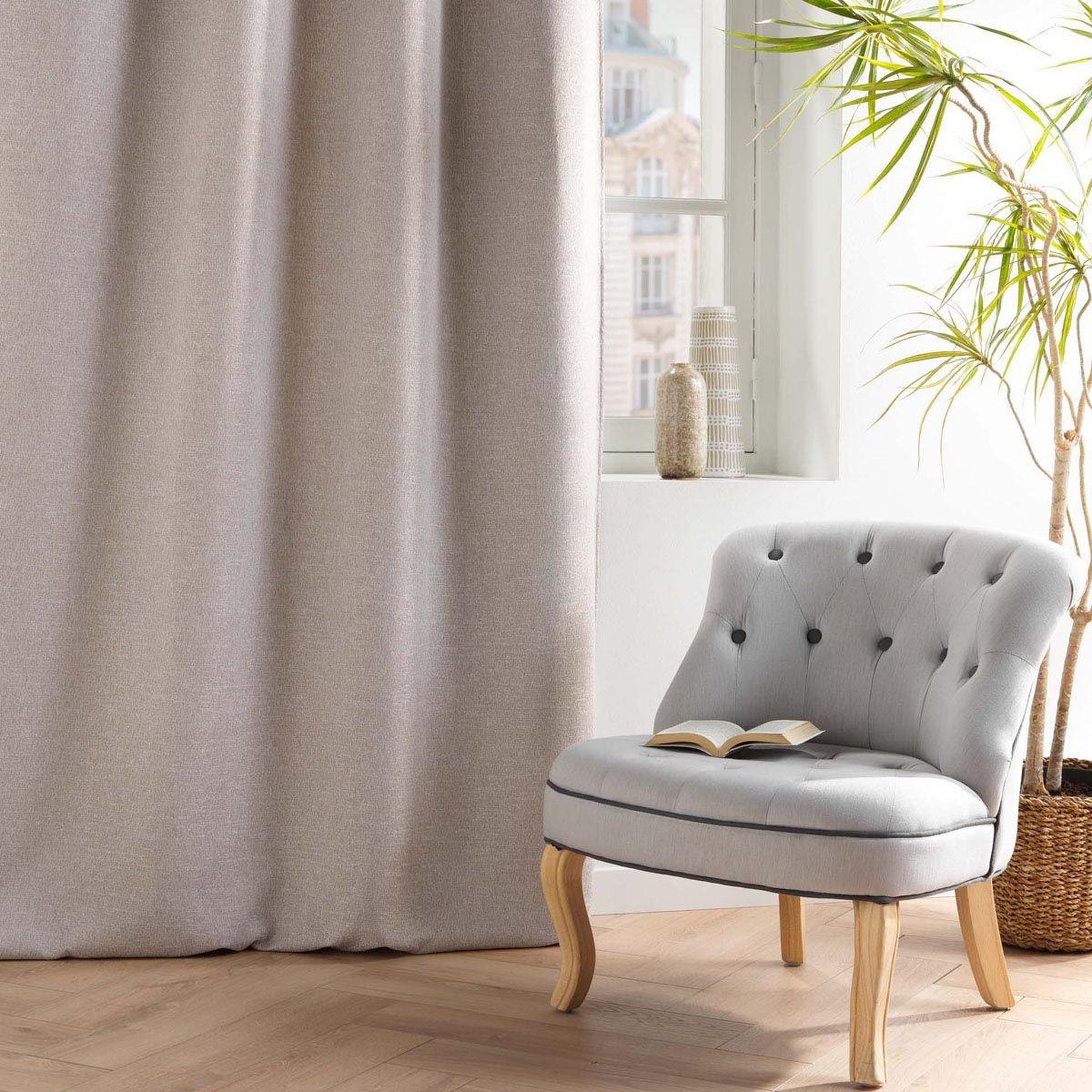 Voir la diapositive 4 : Douceur d'Intérieur Rideau occultant jacquard  dusky  140x240cm lin