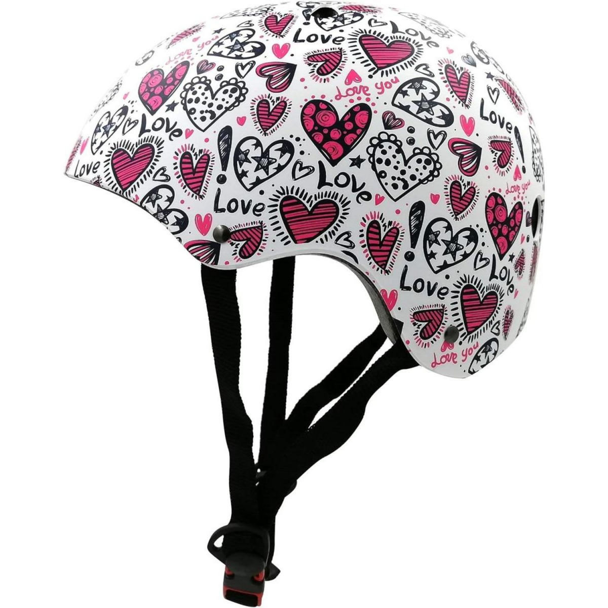 Kiddimoto Casque de vélo - blanc coeur rose