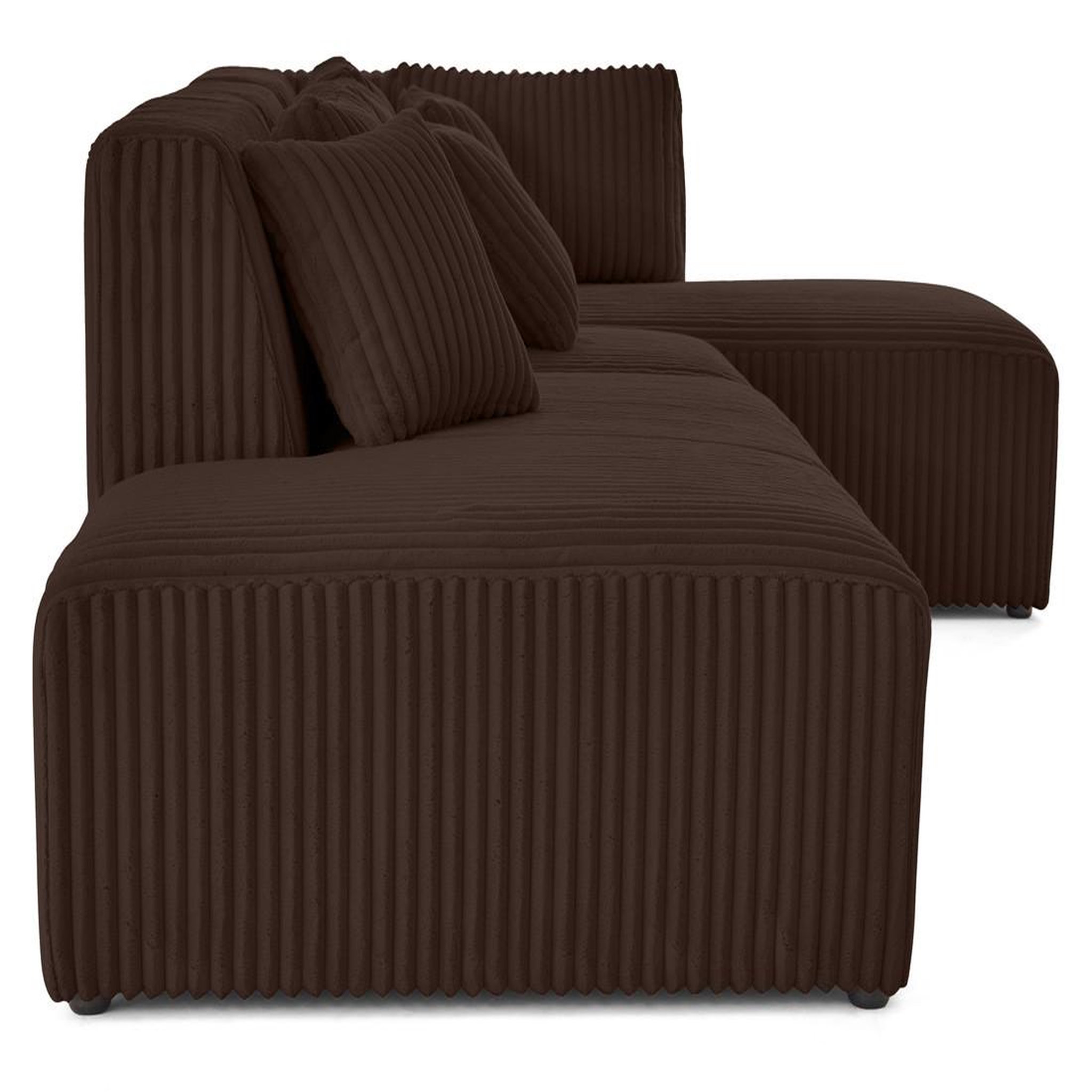 Voir la diapositive 3 : LISA DESIGN Victoire - canapé modulable d'angle droit 5 places en velours côtelé grosses côtes