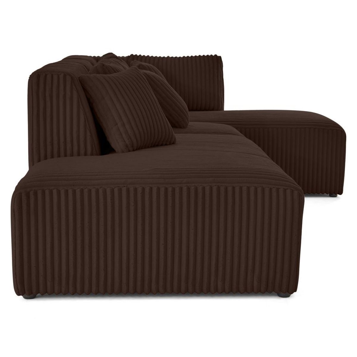 LISA DESIGN Victoire - canapé modulable d'angle droit 5 places en velours côtelé grosses côtes