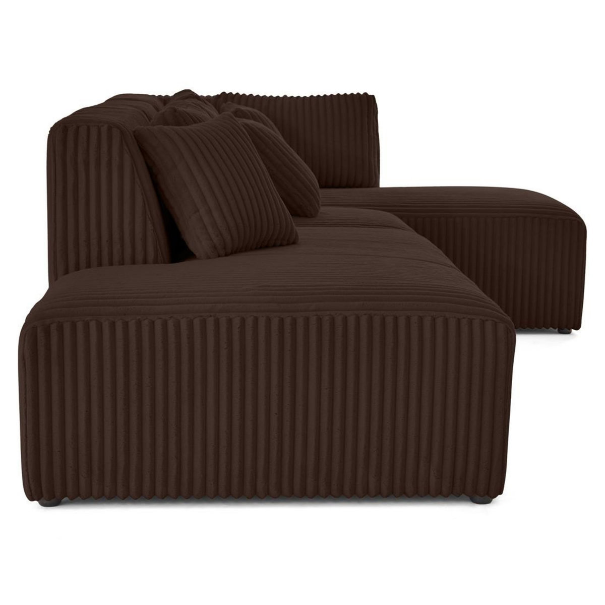 LISA DESIGN Victoire - canapé modulable d'angle droit 5 places en velours côtelé grosses côtes