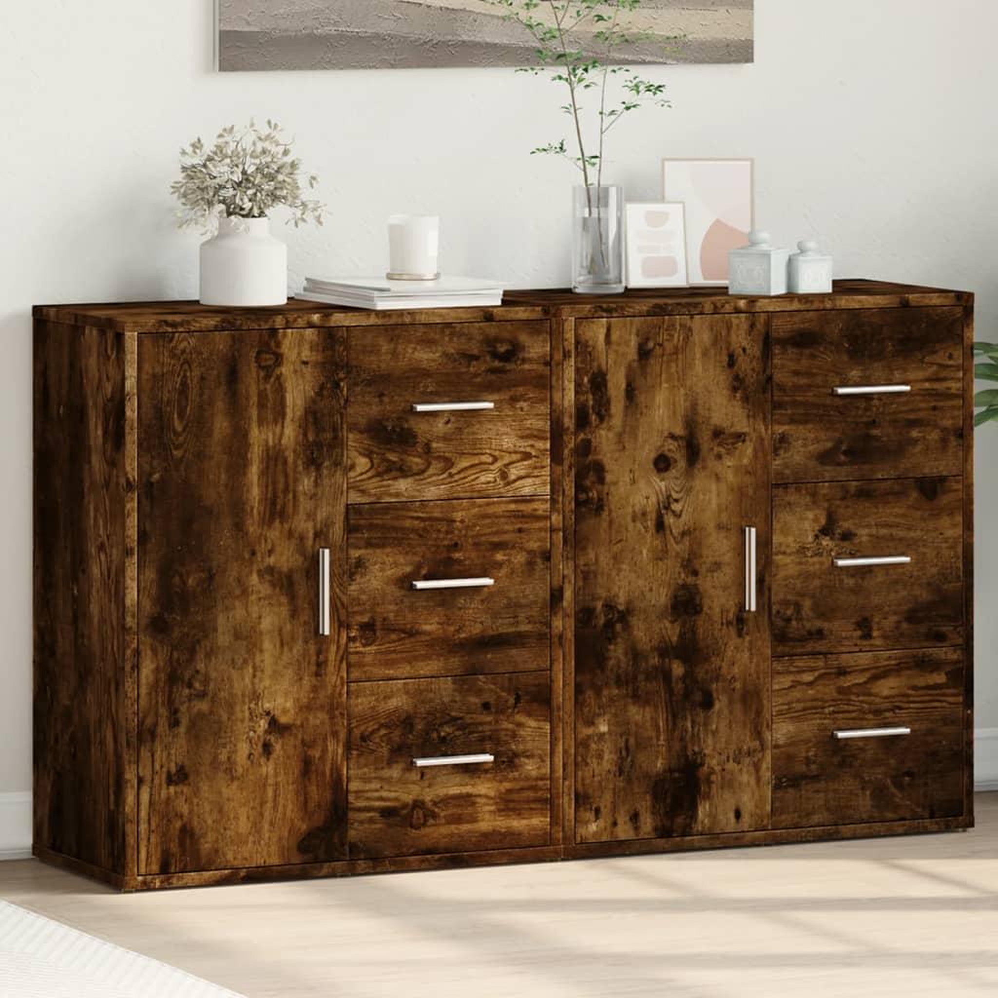 VIDAXL Buffets 2 pcs chene fume 60x31x70 cm bois d'ingenierie