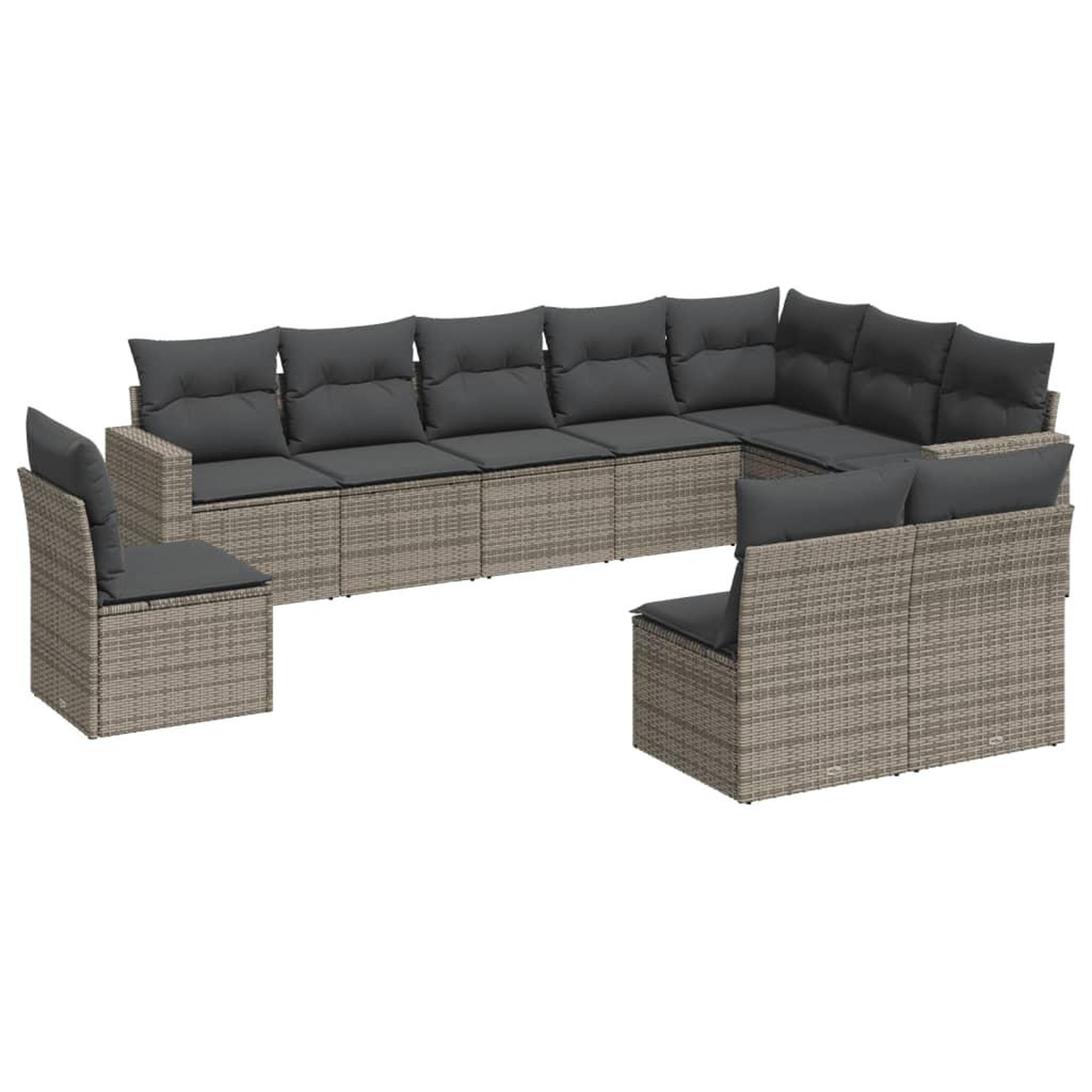 Voir la diapositive 2 : VIDAXL Salon de jardin avec coussins 10 pcs gris resine tressee