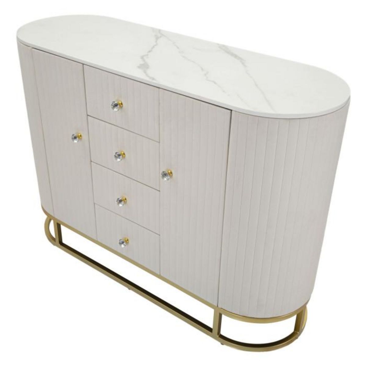 Paris Prix Buffet Design Effet Marbre  Montpellier  120cm Crème & Or