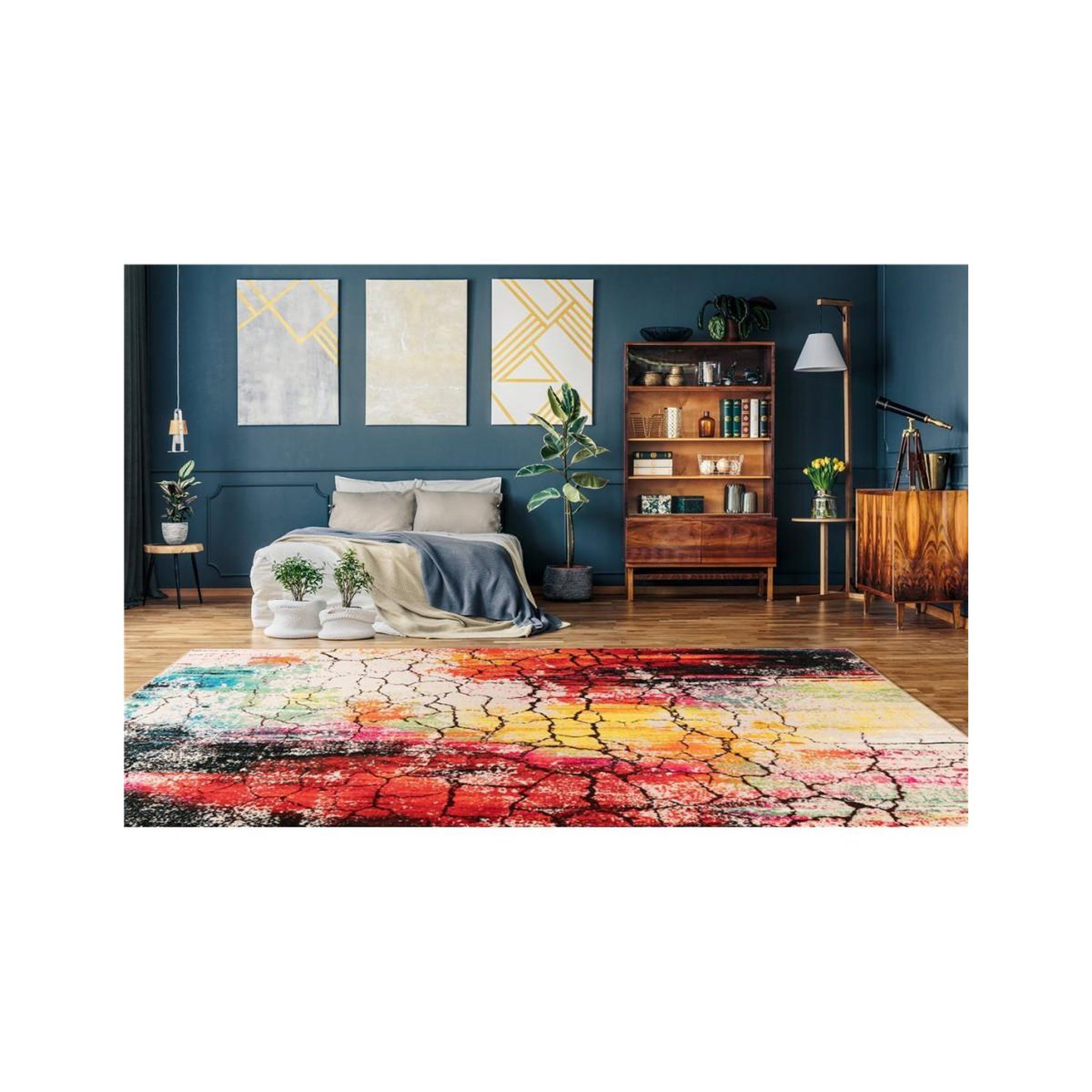 Voir la diapositive 5 : Paris Prix Tapis Tissé Doux à Poils Plats  Saphira  Multicolore