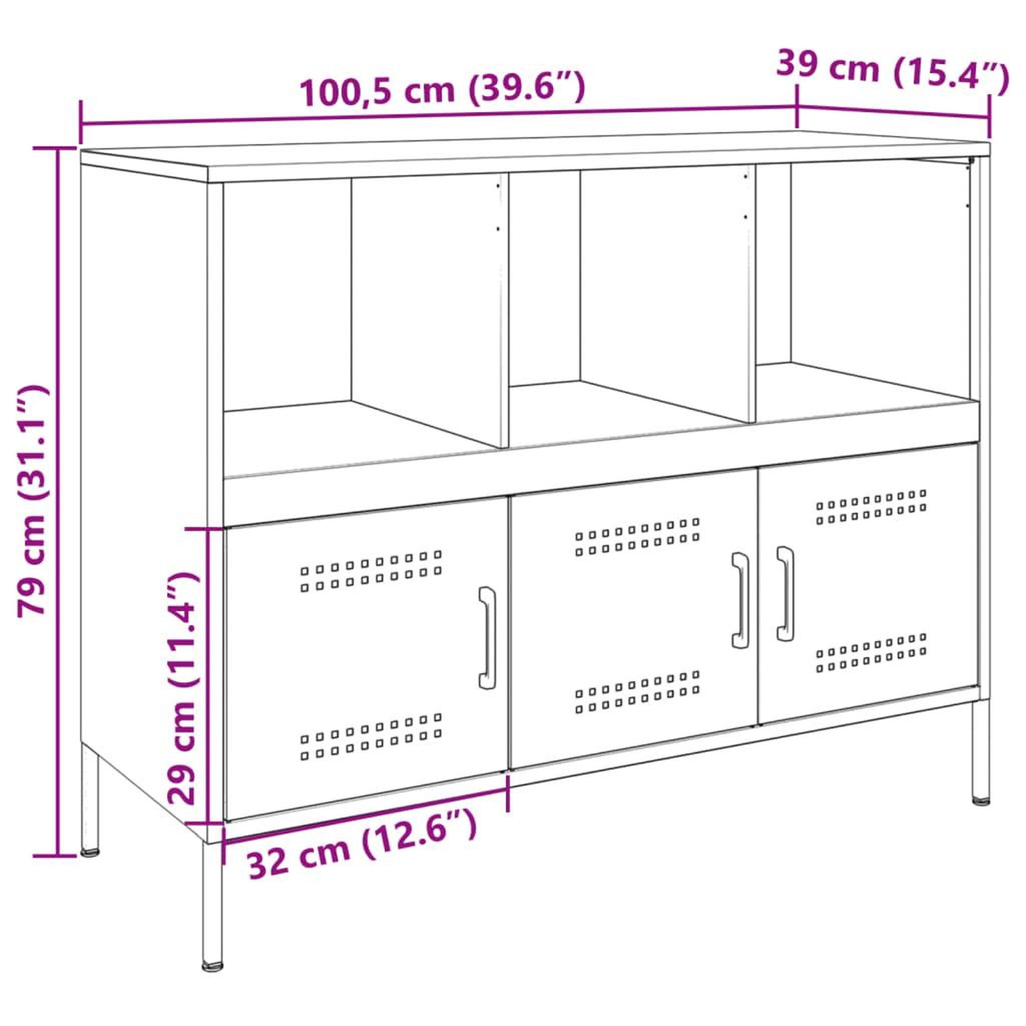 Voir la diapositive 6 : VIDAXL Buffet jaune moutarde 100,5x39x79 cm acier