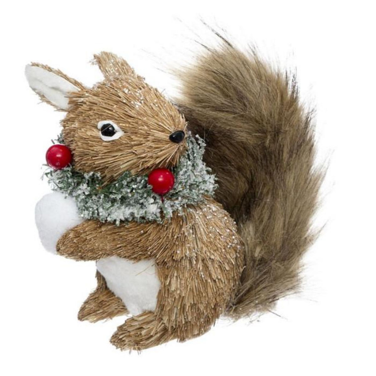 FEERIC LIGHT & CHRISTMAS Écureuil avec Collier Déco  Glacé  18cm Naturel