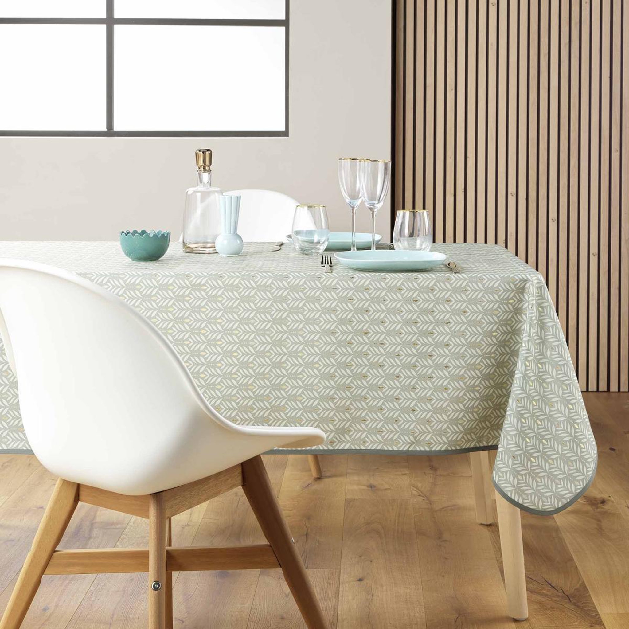 Douceur d'Intérieur Nappe imprimé  piana  145x240cm sauge