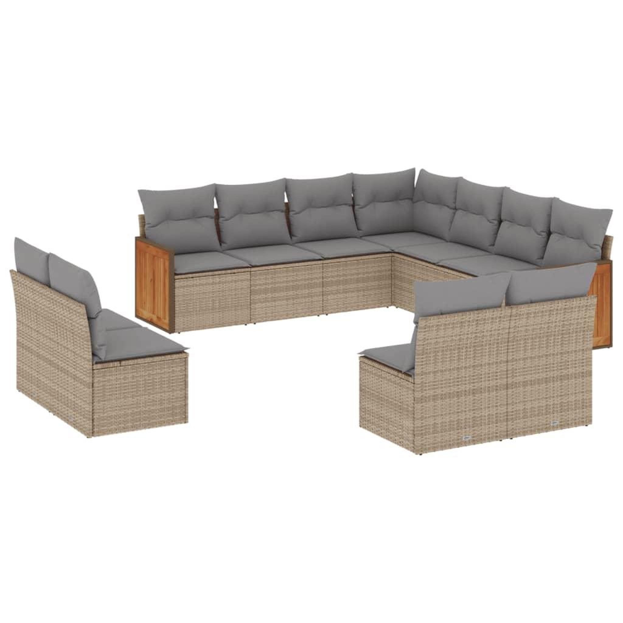 Voir la diapositive 2 : VIDAXL Salon de jardin 11 pcs avec coussins beige resine tressee