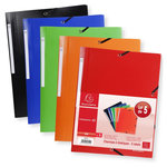 EXACOMPTA Lot de 5 chemises à élastiques 24x32cm 3 rabats polypro coloris assortis