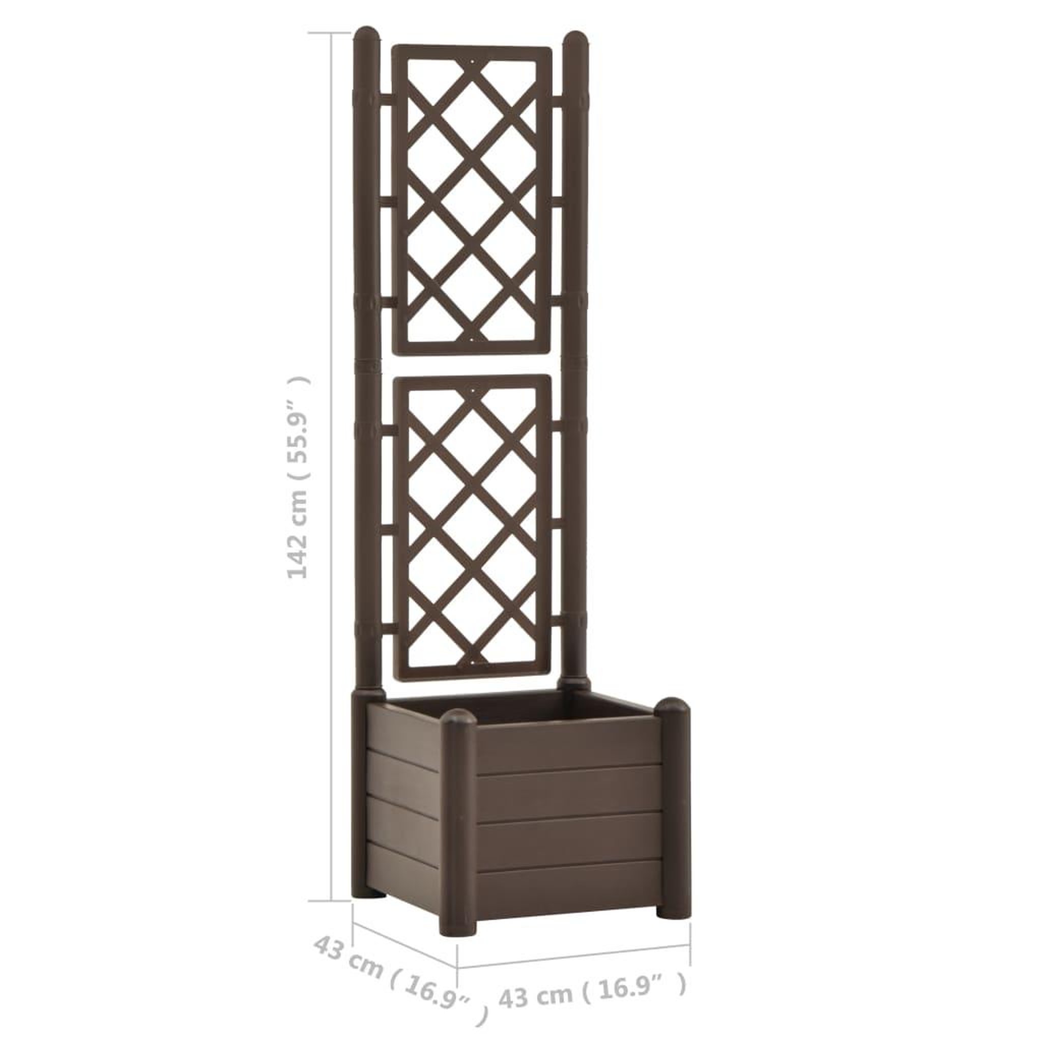 Voir la diapositive 6 : VIDAXL Jardiniere avec treillis 43x43x142 cm PP Moka