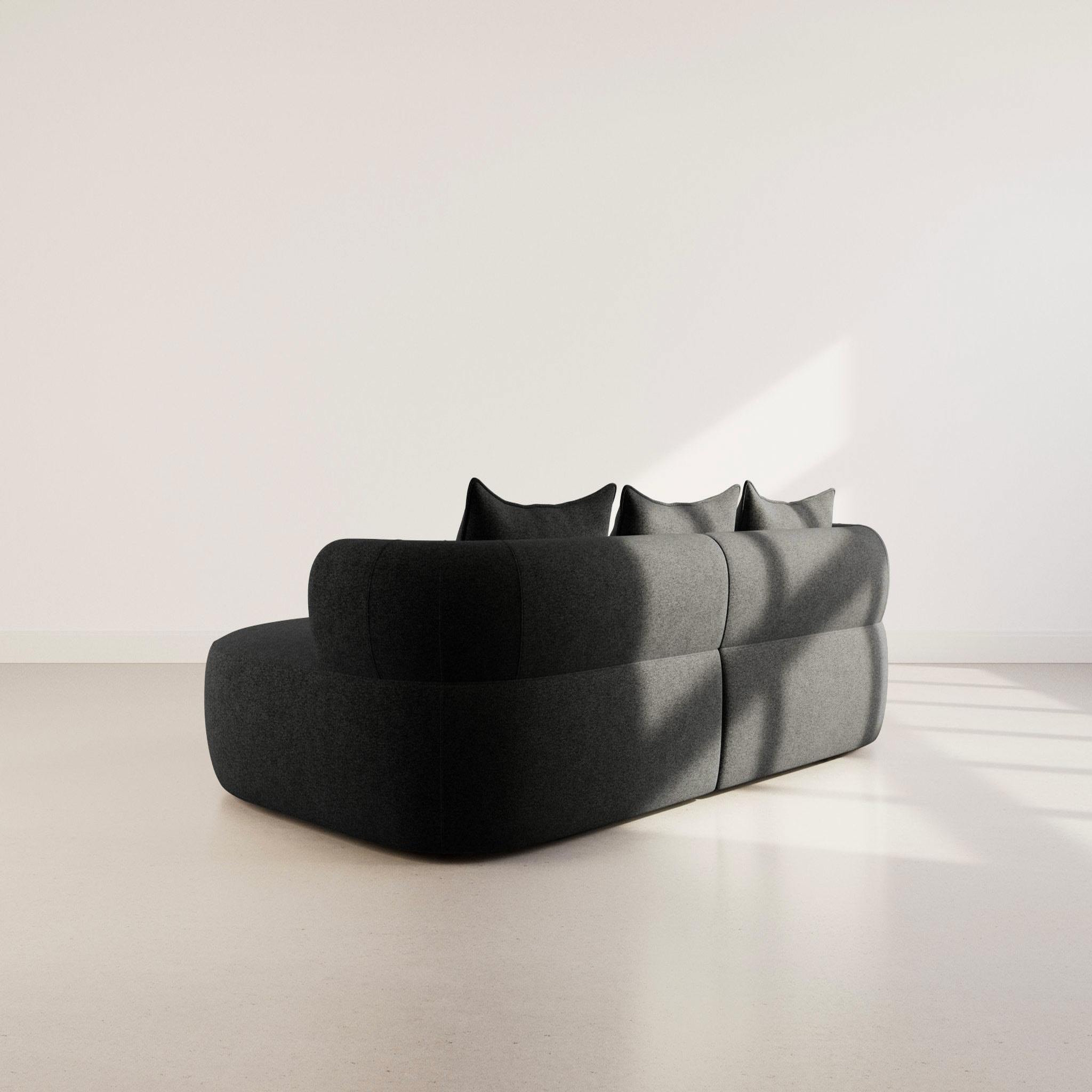 Voir la diapositive 5 : BEST MOBILIER Angela - canapé d'angle droit 4 places en velours texturé