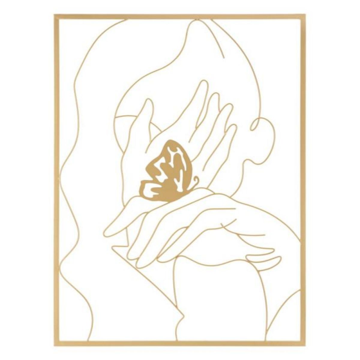 Paris Prix Décoration Murale Encadrée en Métal  Mains Visage  80cm Or