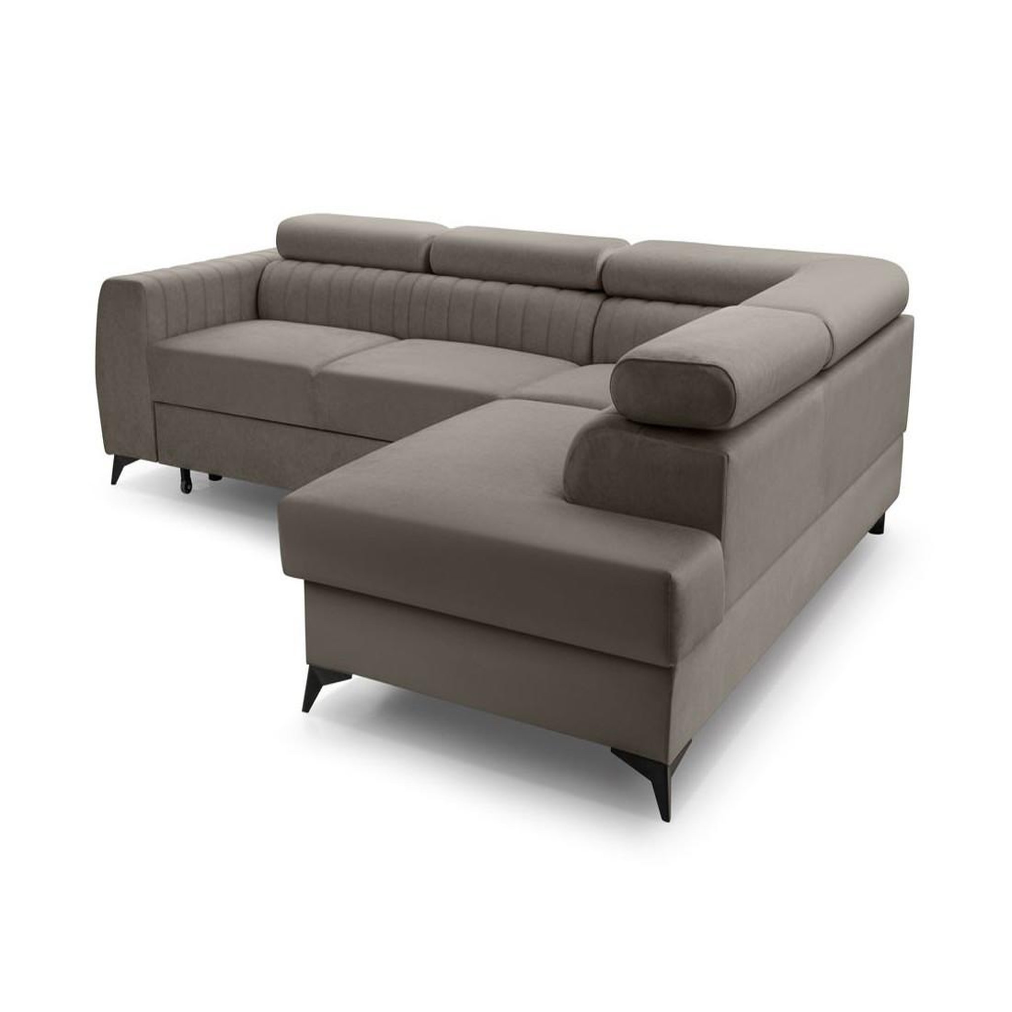 Voir la diapositive 6 : BEST MOBILIER Aneta - canapé d'angle droit 5 places - convertible avec coffre et têtières - en velours