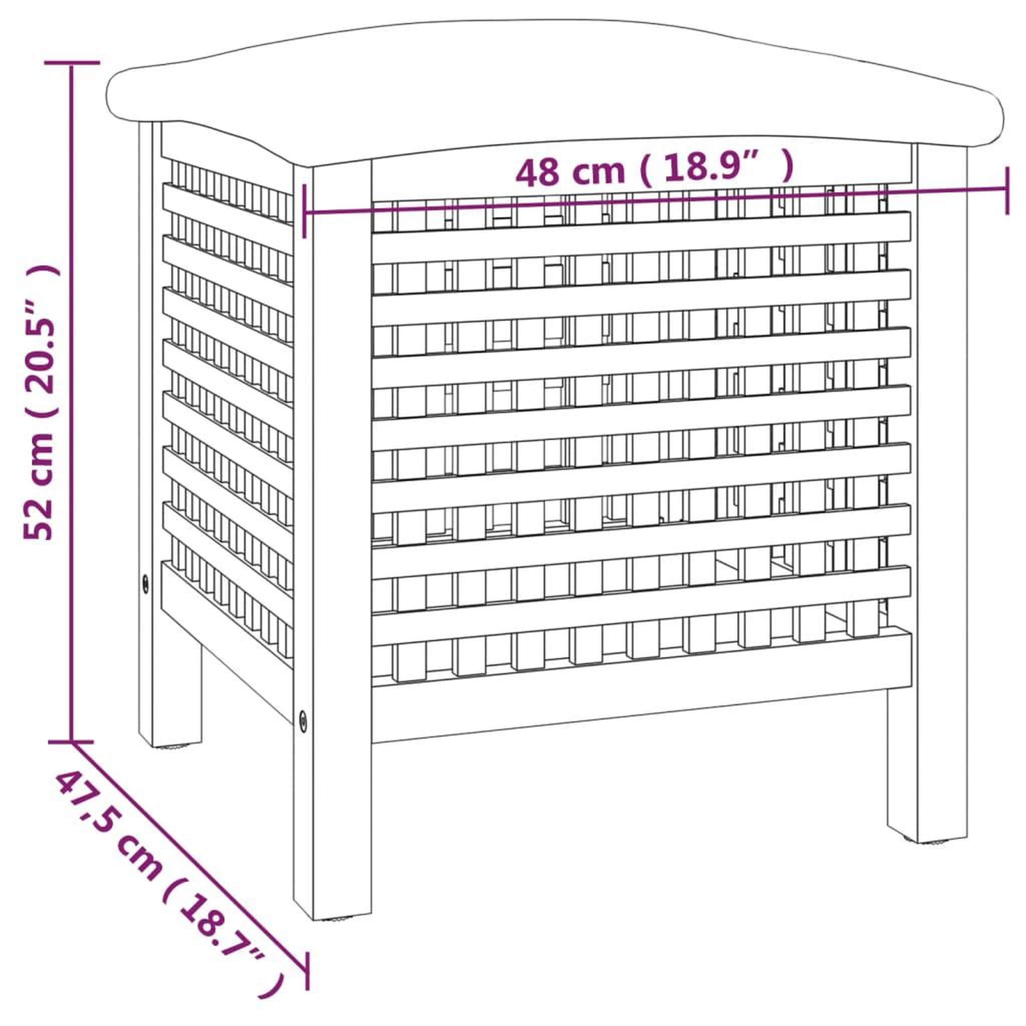 Voir la diapositive 6 : VIDAXL Tabouret de salle de bain 48x47,5x52 cm bois massif de noyer
