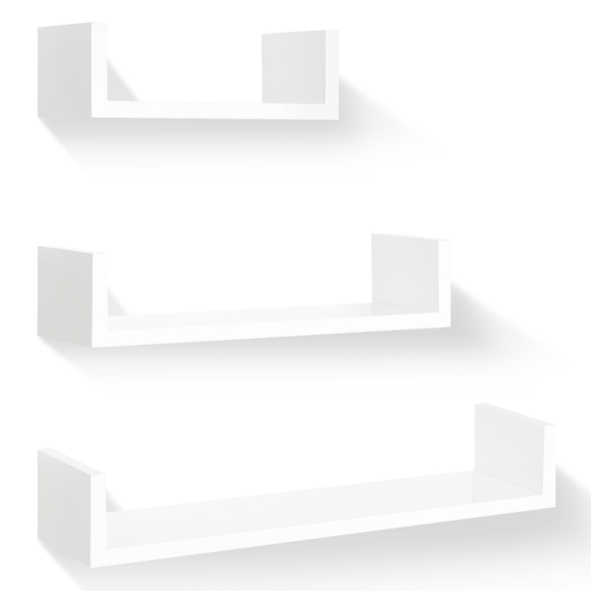 ID MARKET Lot de 3 étagères murales blanches