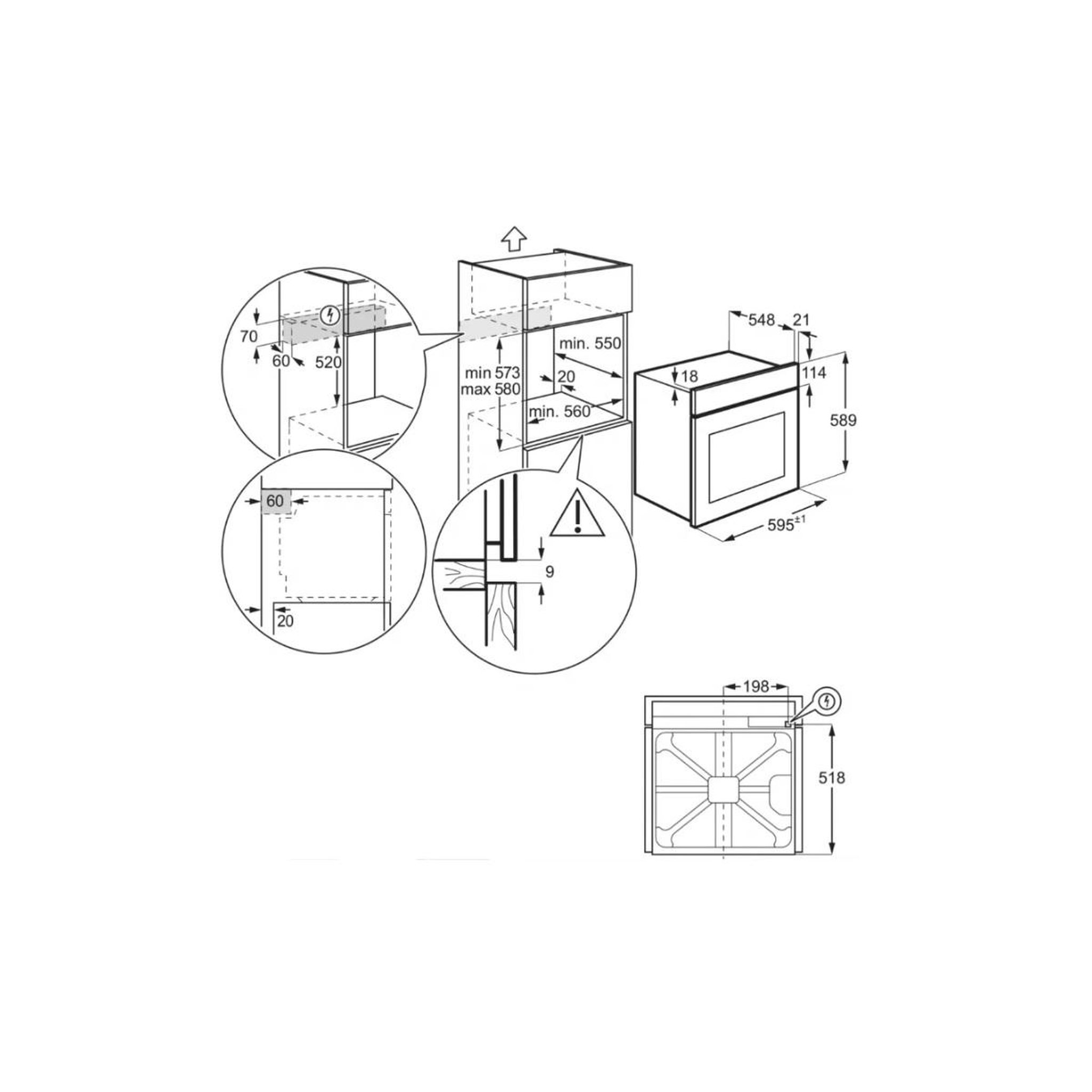 Voir la diapositive 4 : ELECTROLUX Four intégrable 72l 60cm pyrolyse inox - ebf4p46x2