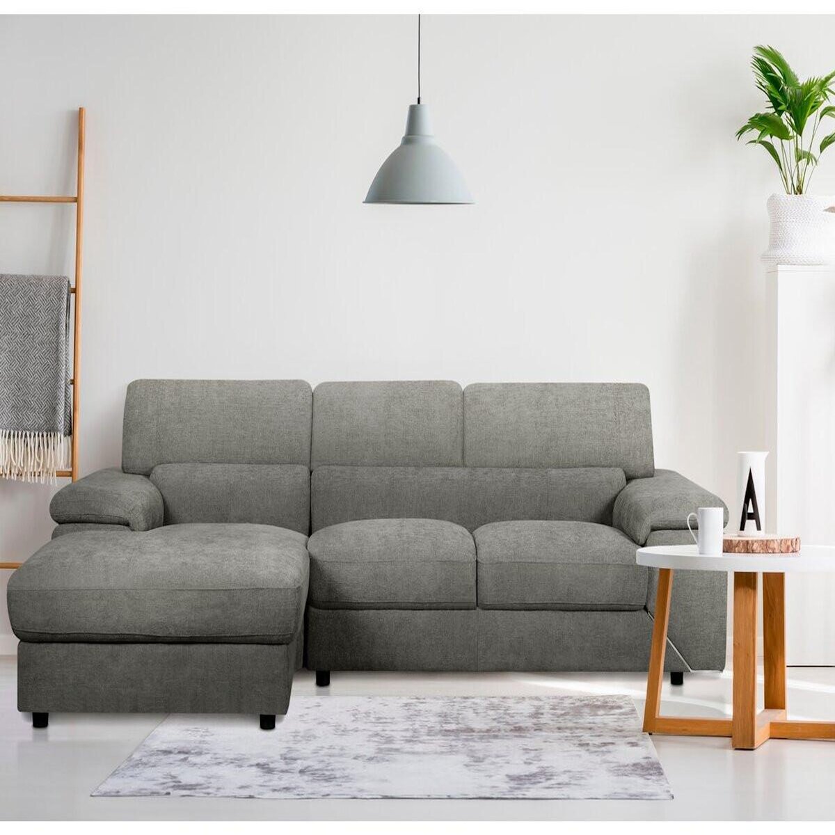 Habitat et Jardin Canapé d'angle en tissu chenille  London  - 4 places - Gris