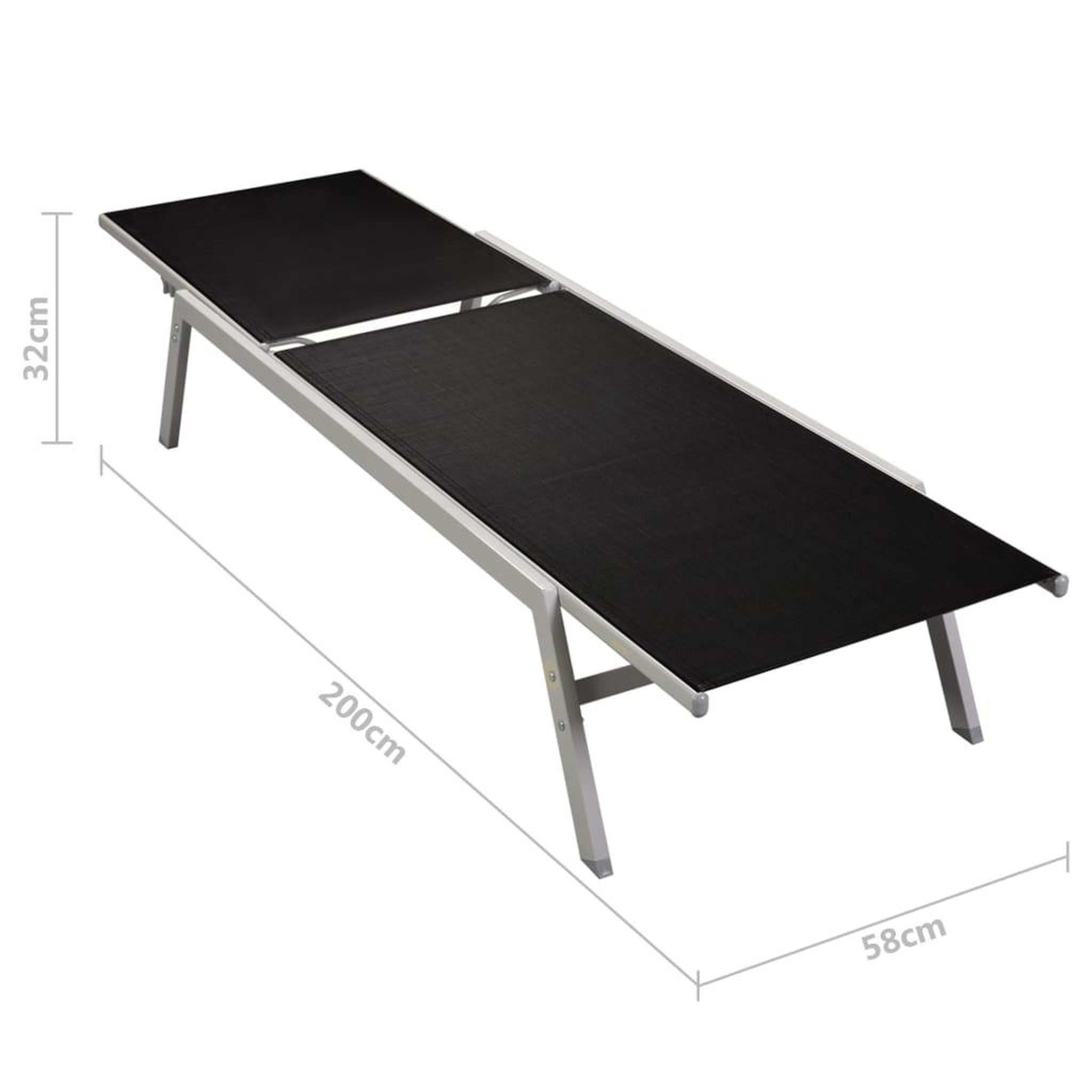 Voir la diapositive 6 : VIDAXL Chaises longues lot de 2 avec table acier et textilene noir