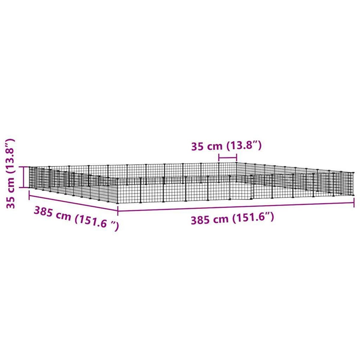 VIDAXL Cage animaux de compagnie a 44 panneaux et porte Noir 35x35 cm