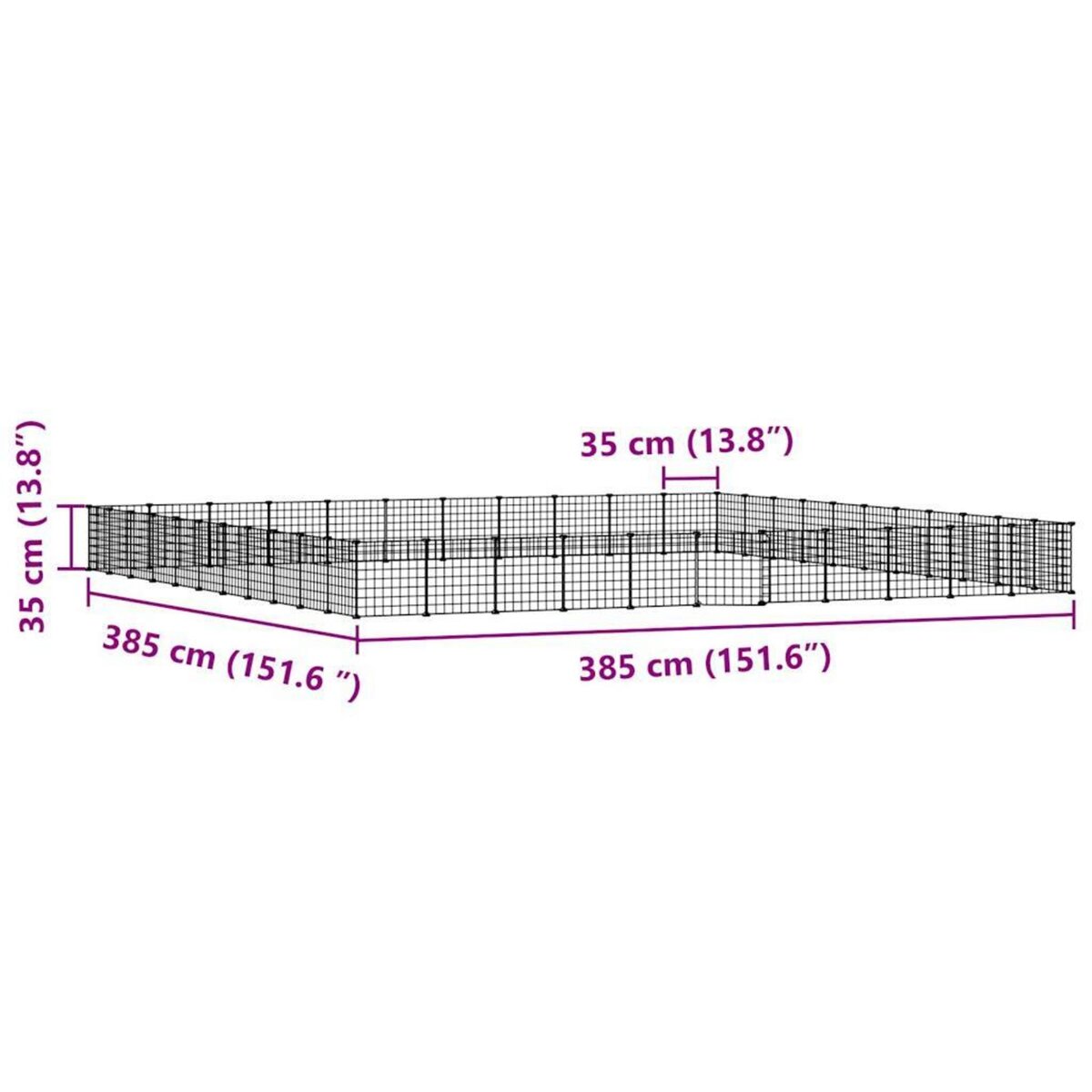 VIDAXL Cage animaux de compagnie a 44 panneaux et porte Noir 35x35 cm