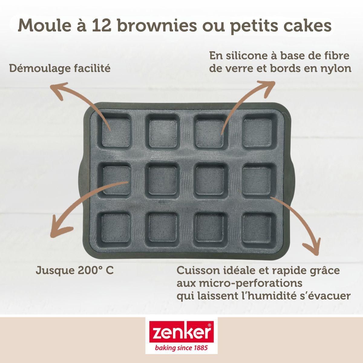ZENKER Moule à gâteaux 12 carrés en silicone fibre de verre Zenker